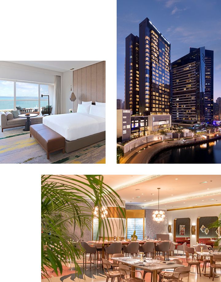A 3 image cluster featuring hotels in the Middle East