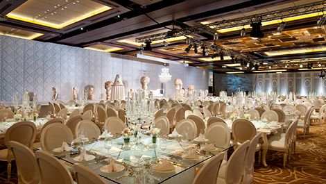 An indoor banquet hall in Dubai