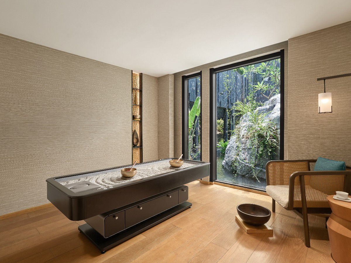 Serene spa room with soaking tub