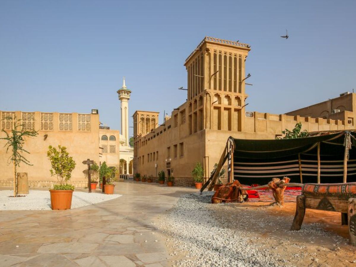Traditional Al Fahidi neighborhood with wind towers and courtyard
