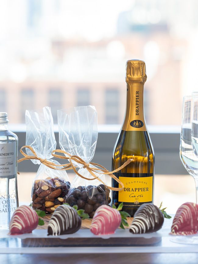 champagne and chocolate covered strawberries