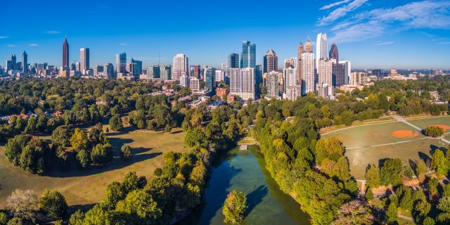 Atlanta silüetinin havadan görünümü