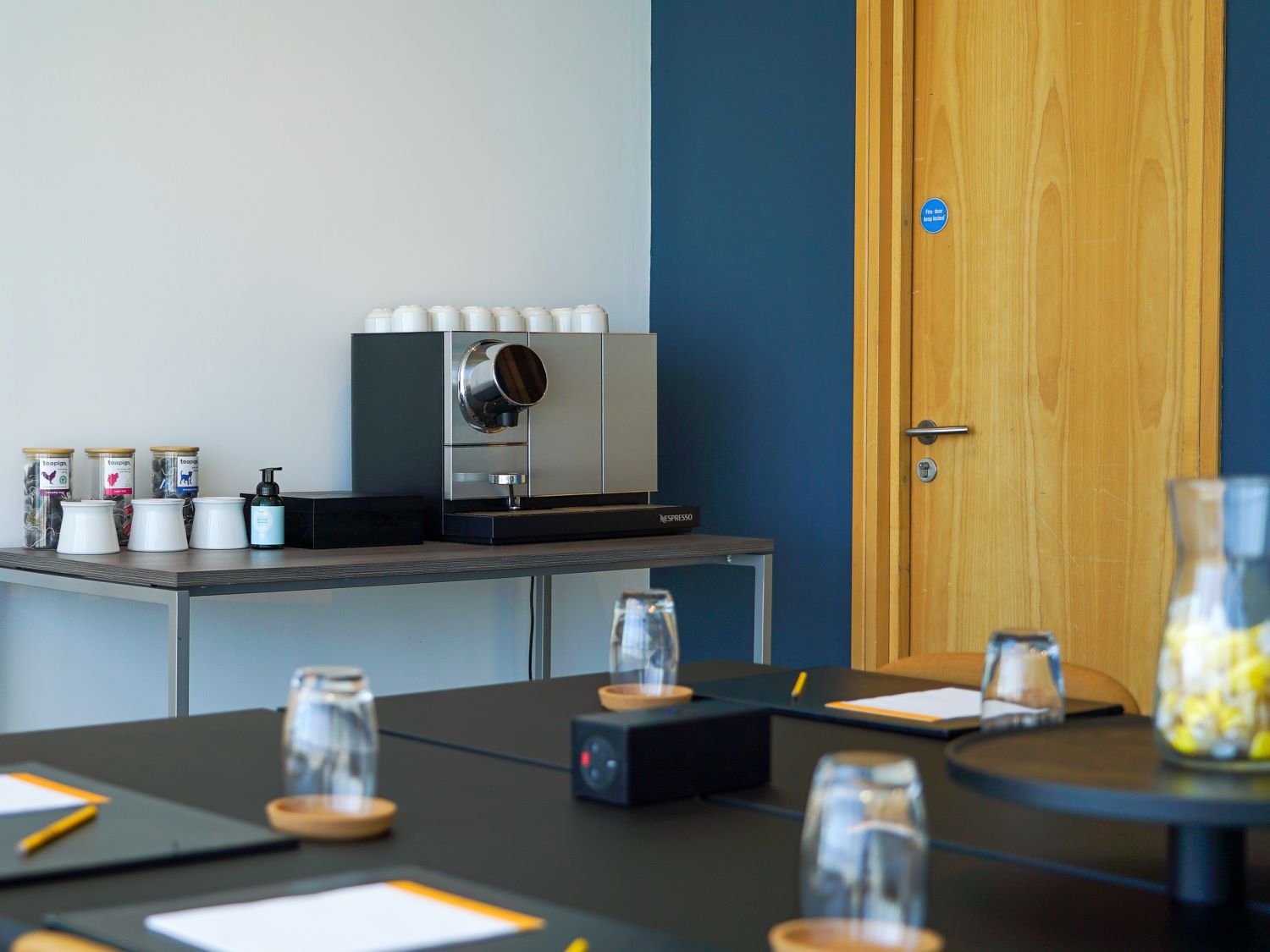 Conference room with a coffee machine