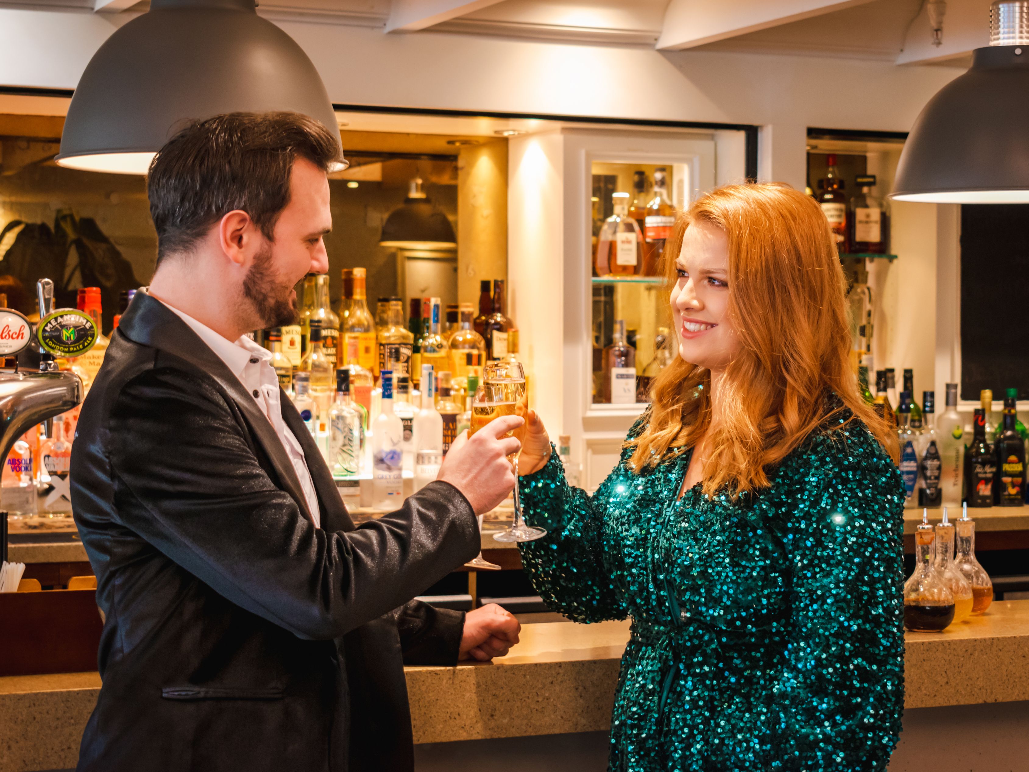 Couple champagne toast