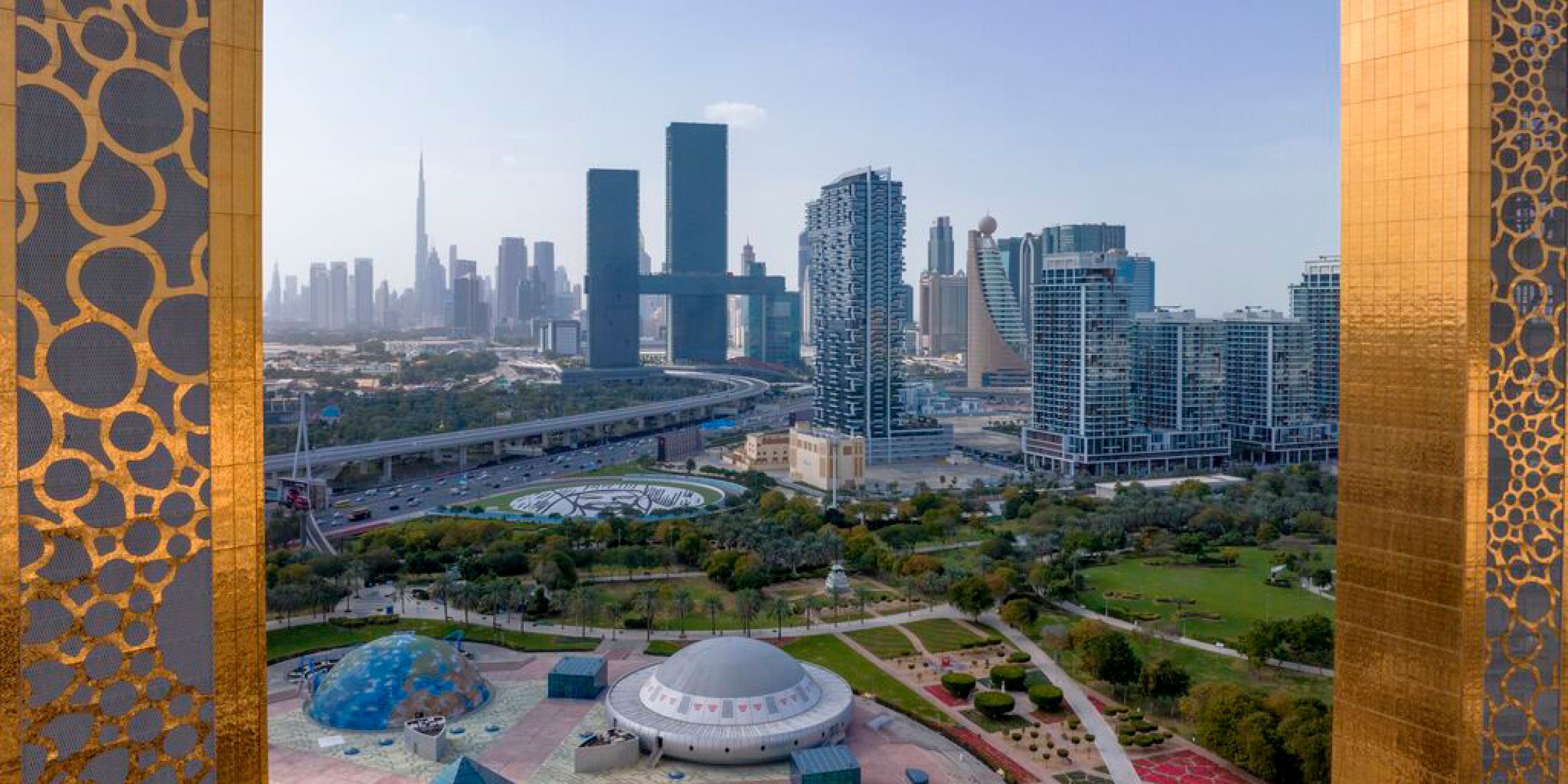 A collection of images to show many experiences in Dubai - the skyline view, sandunes, street shopping