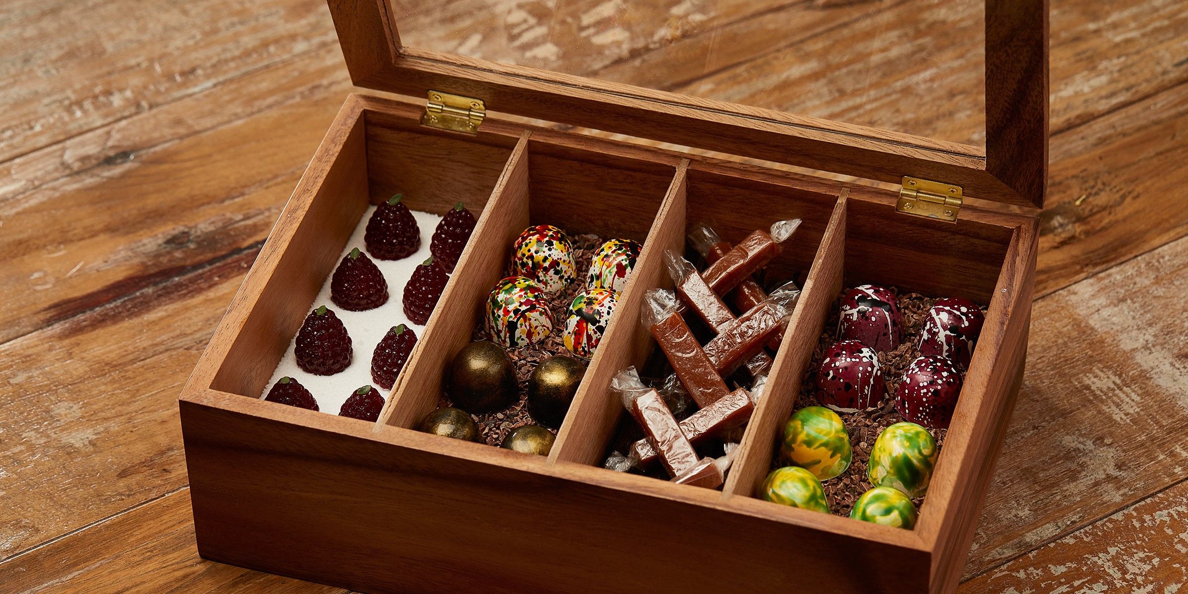 A box of expertly crafted sweets