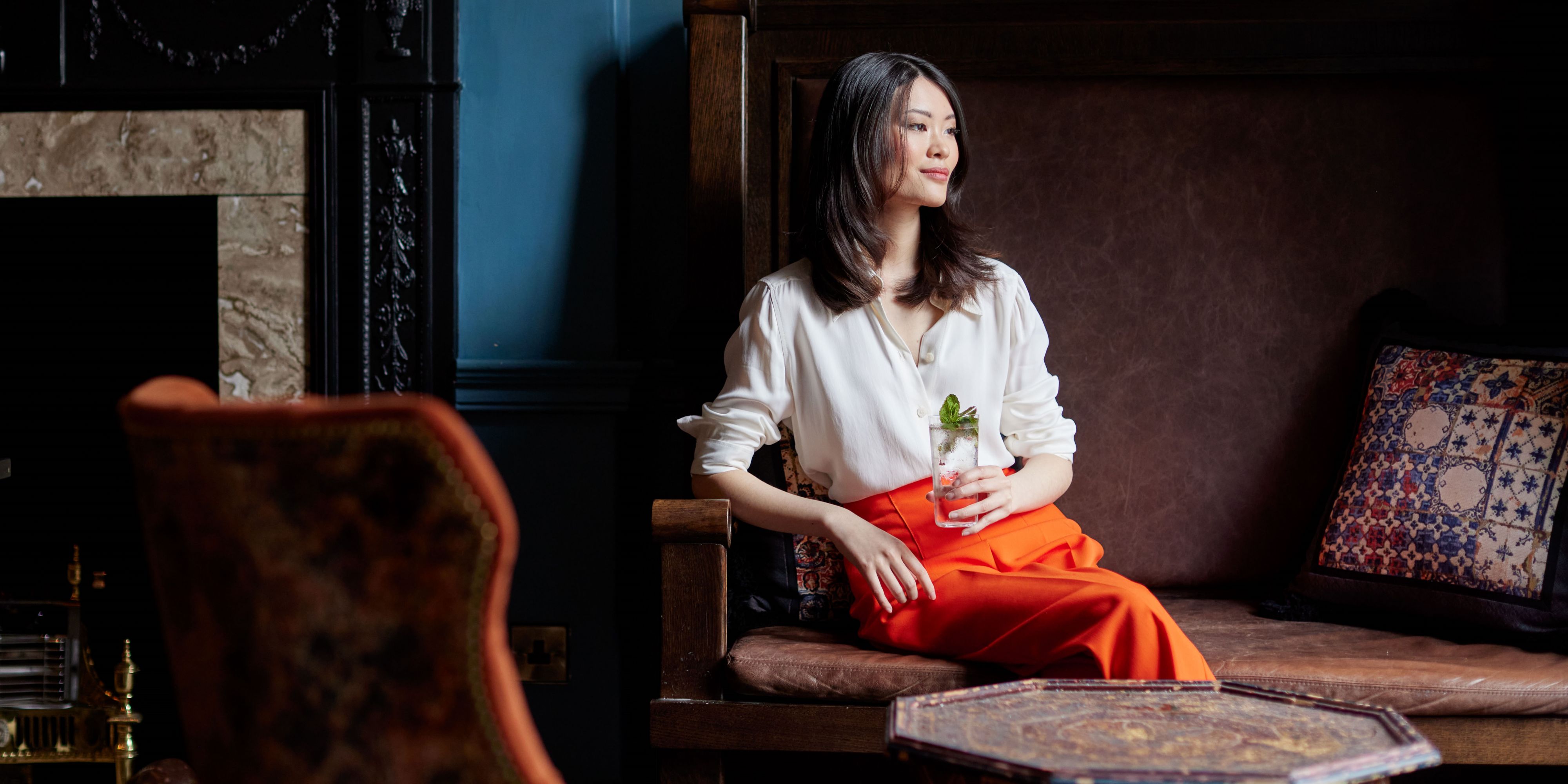 Girl drinking cockatil and relaxing