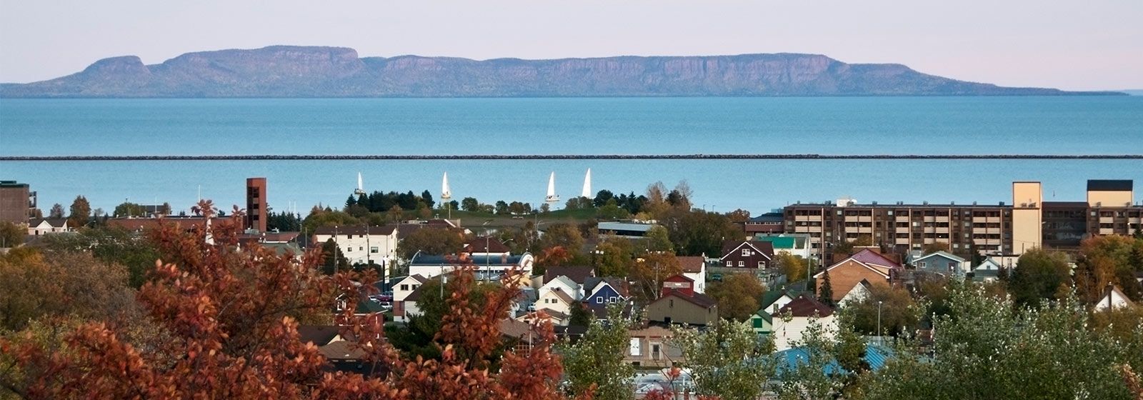 View overlooking the town of Thunder Bay with the bay in the background
