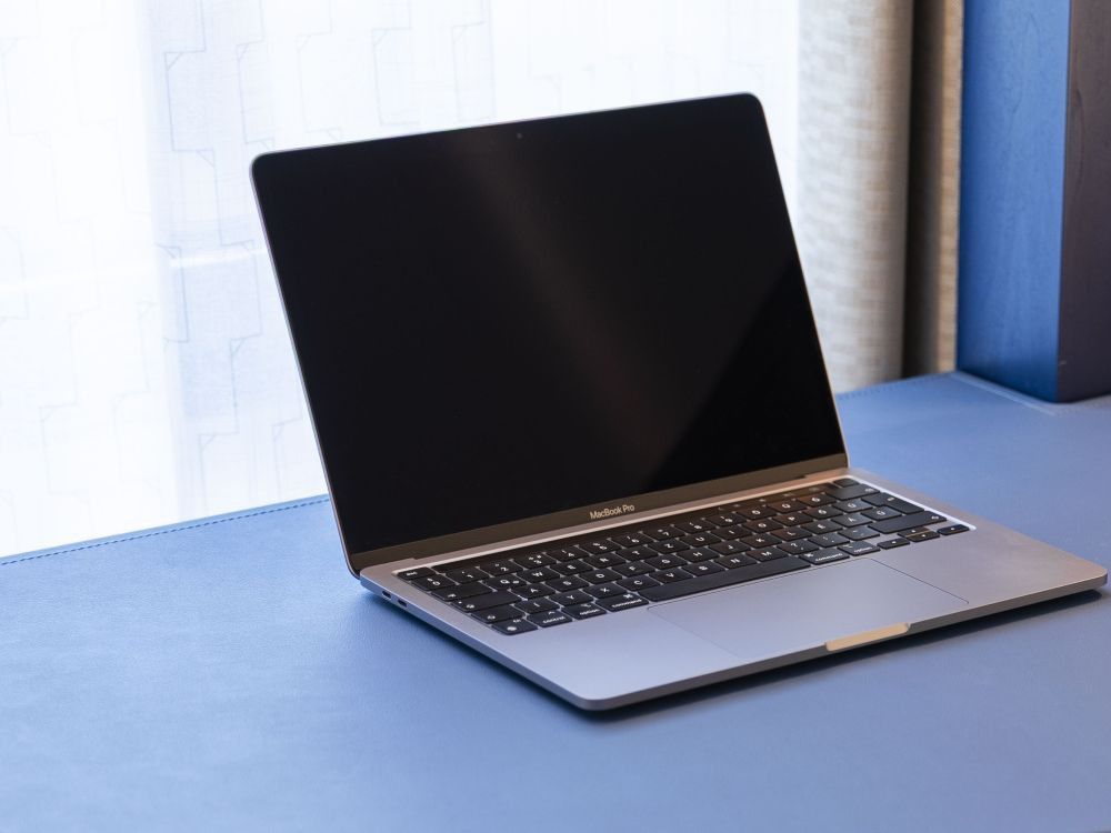 Laptop on hotel guest room desk