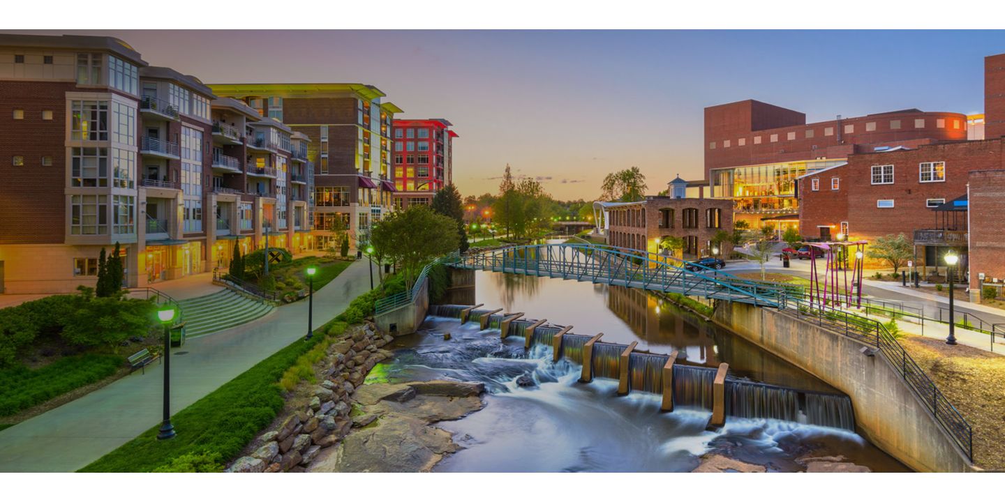 Greenville with bridge over river in town