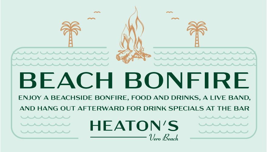 graphic of a bonfire and the heaton's logo