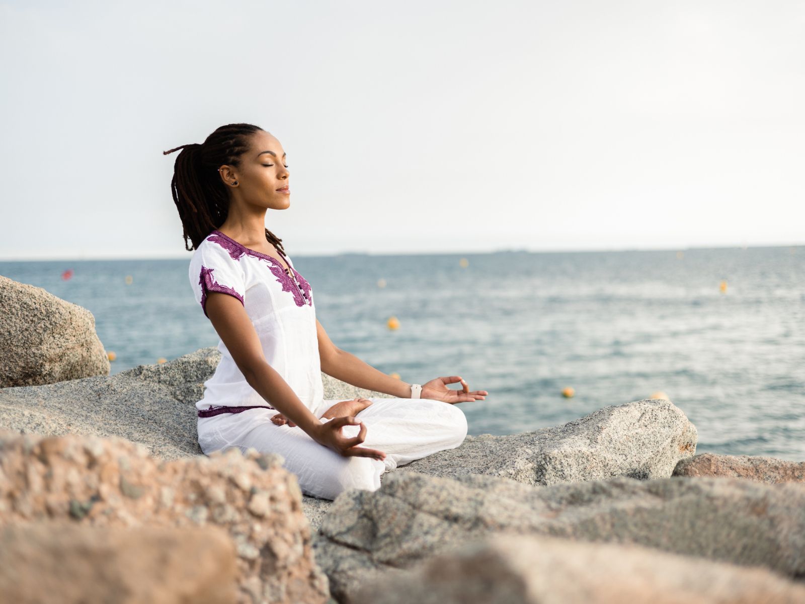 Peaceful seaside meditation for wellness