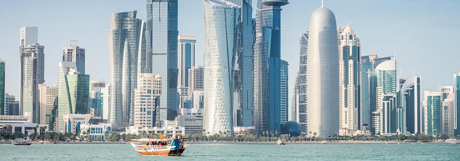 View of Doho skyline with World Trade Ceter of Doha