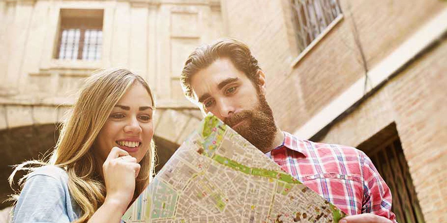 Couple looking at map