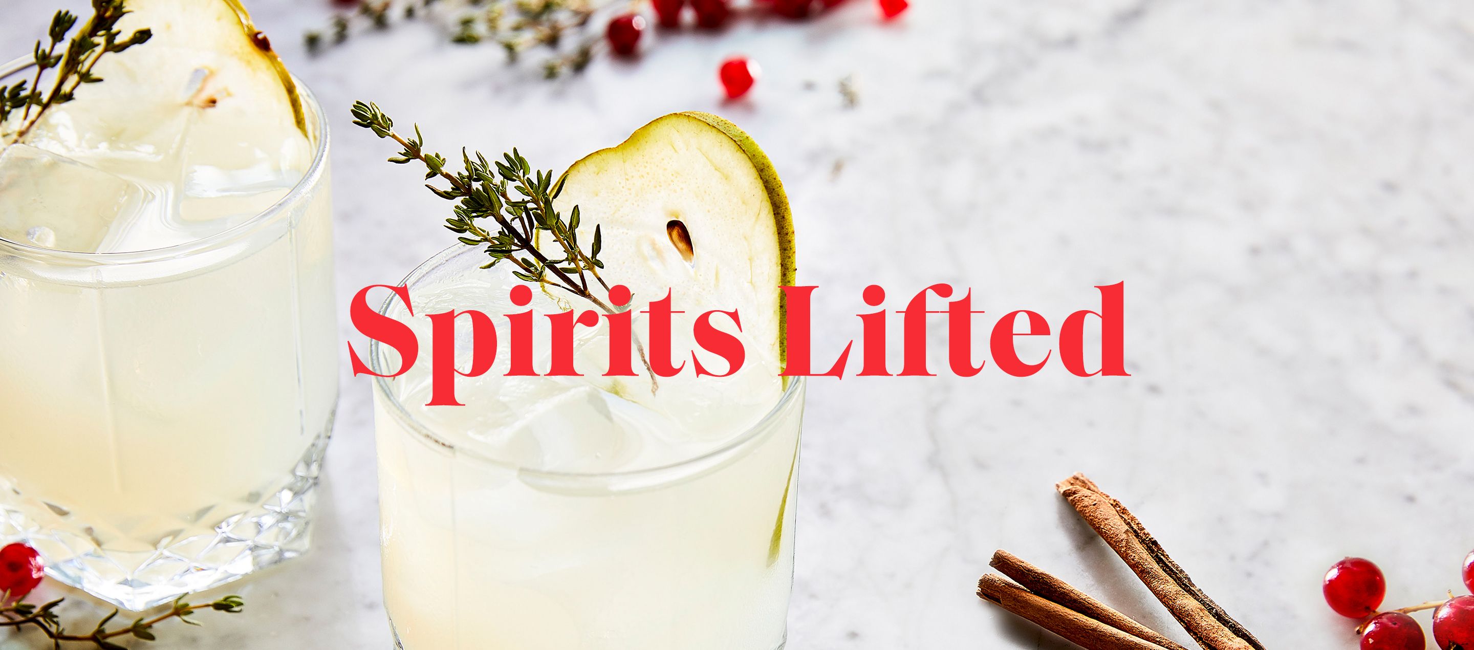 Two mixed spirited drinks with garnishes