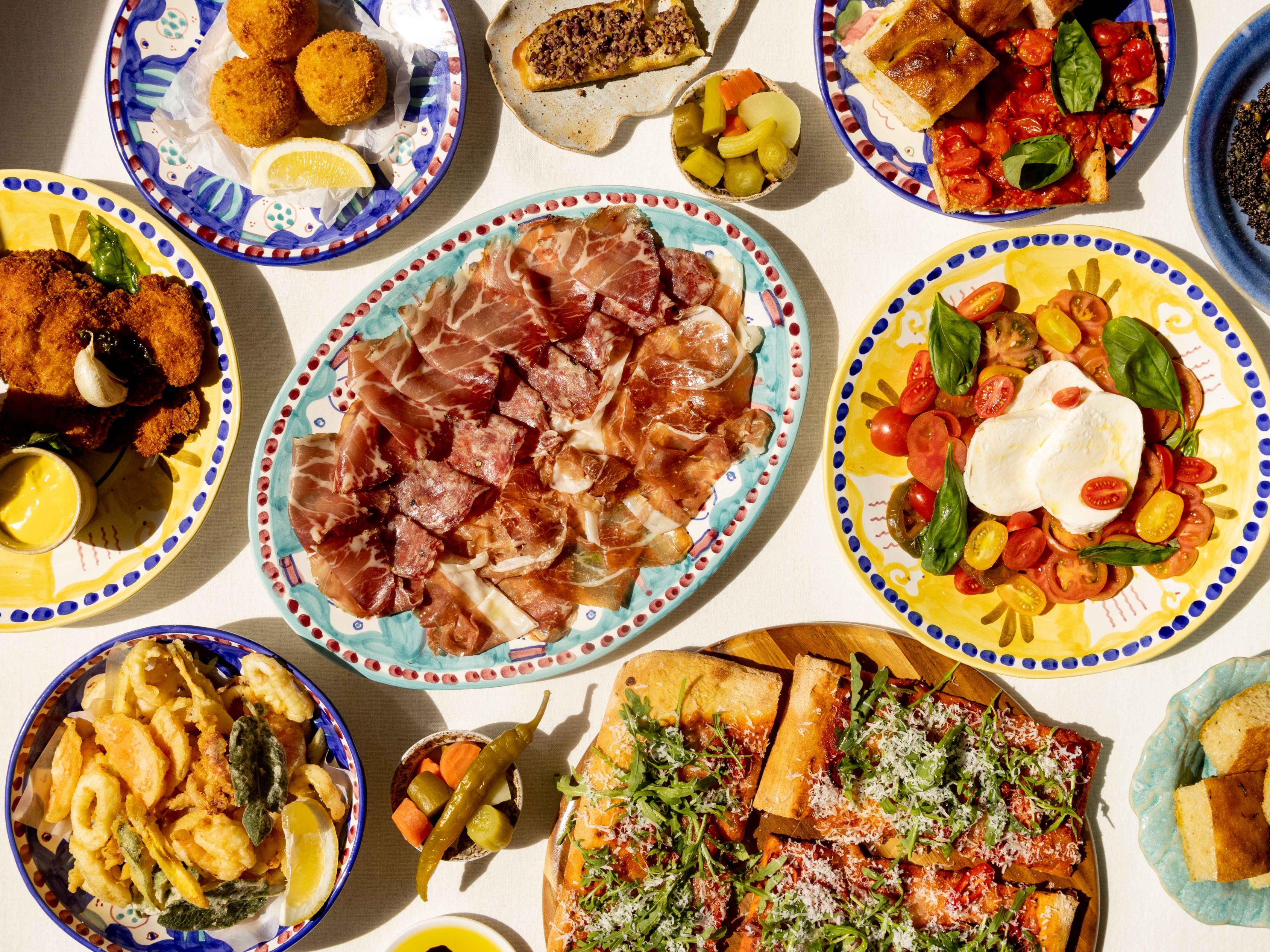 Italian feast of dishes