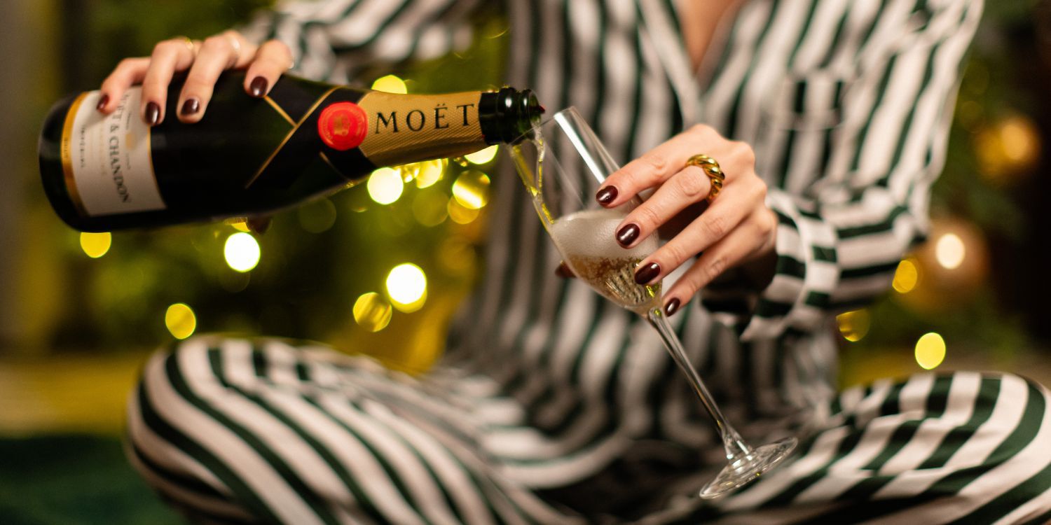 Festive glass of moet