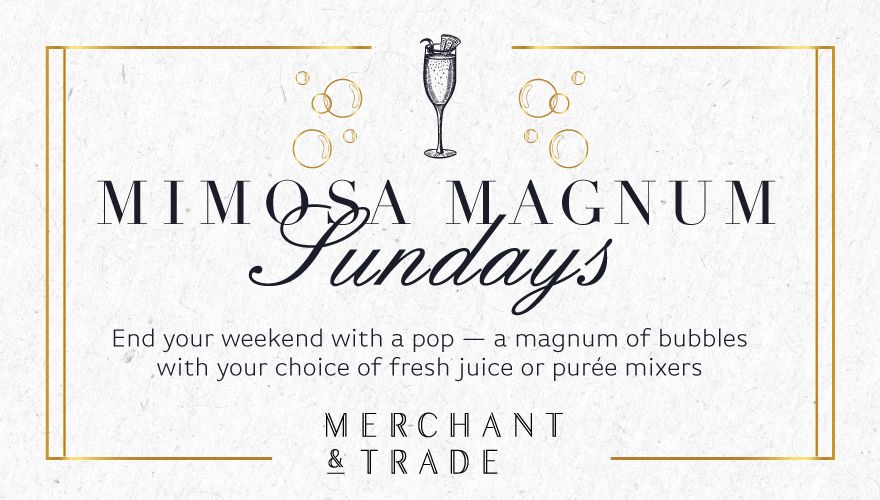 End your weekend with a pop - a magnum of bubbles with your choice of fresh juice or puree mixers