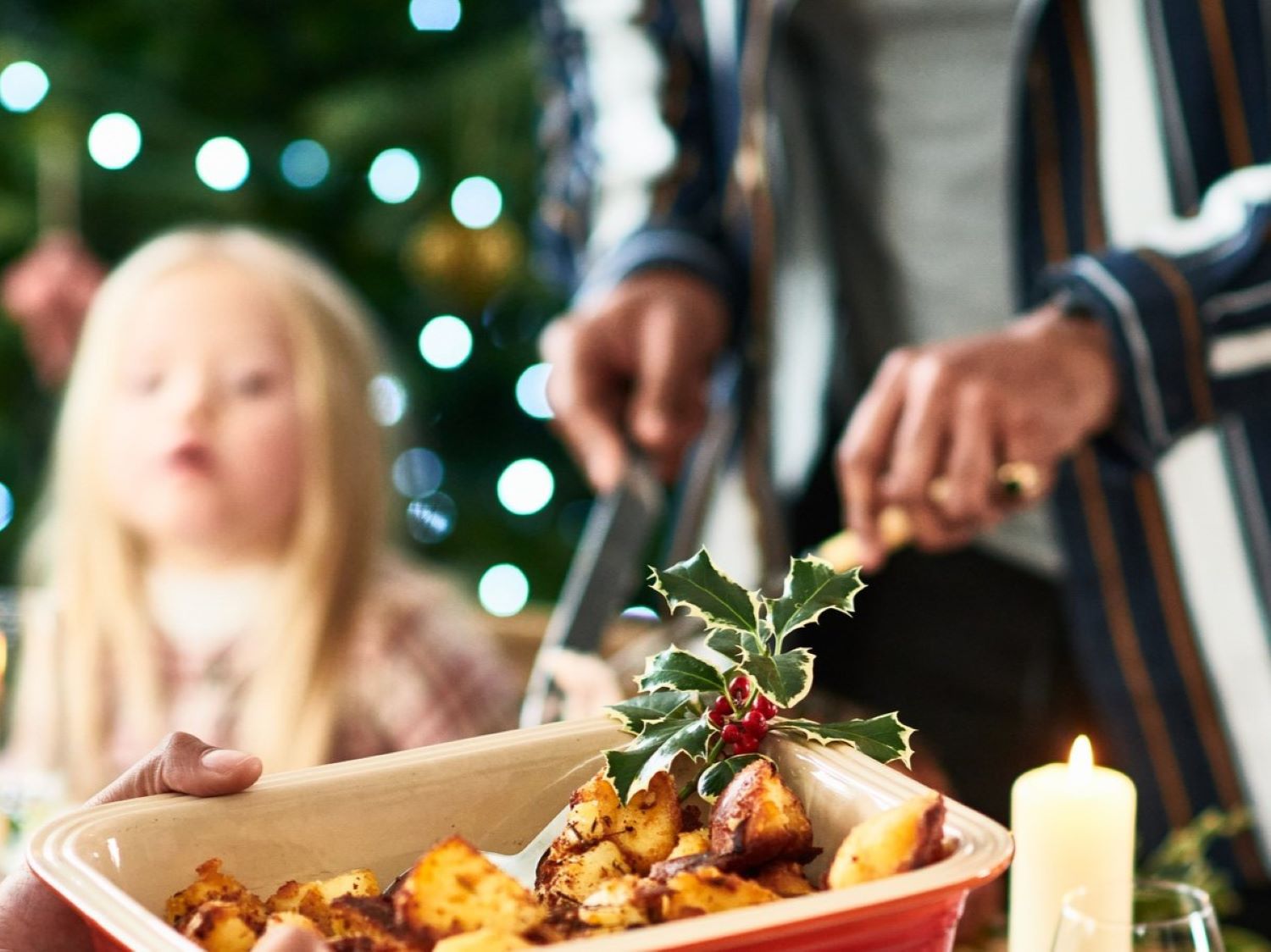 Father preparing a Christmas meal