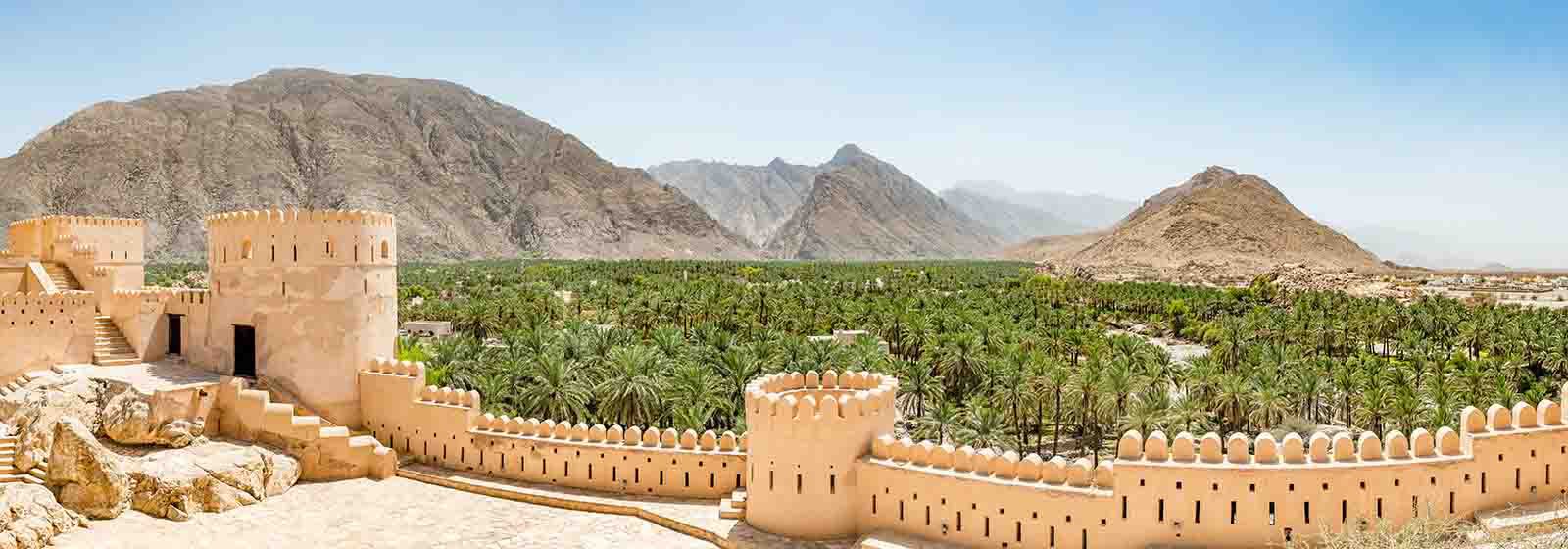Nakhal in the Al Batinah Region of Oman. It is located about 120 km to the west of Muscat, the capital of Oman. It is known as the town of oasis.; Shutterstock ID 325083719