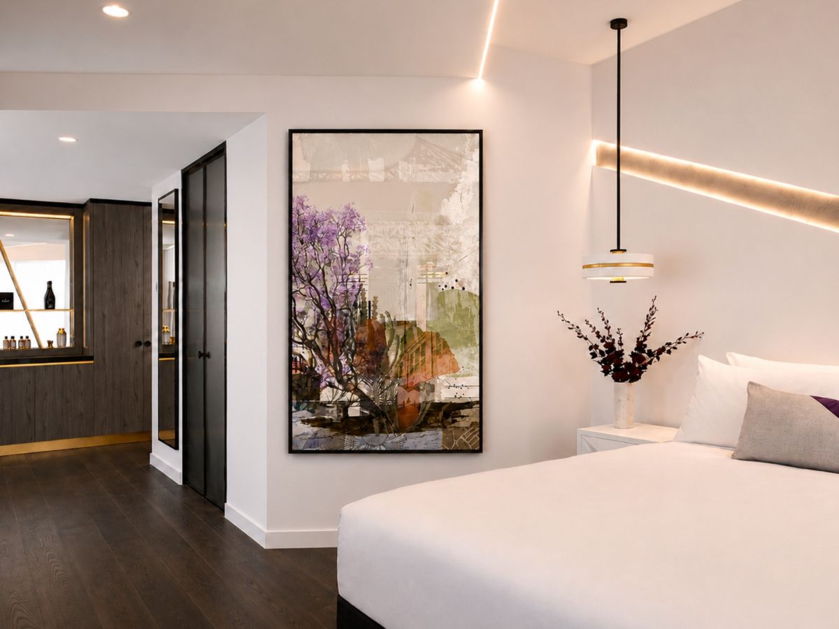 A contemporary retreat blending comfort, style, and artistic flair.