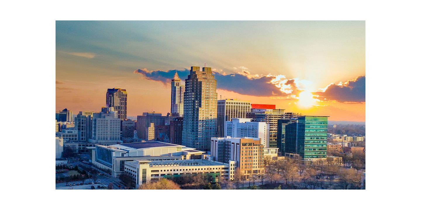 Stately Raleigh skyline at sunset