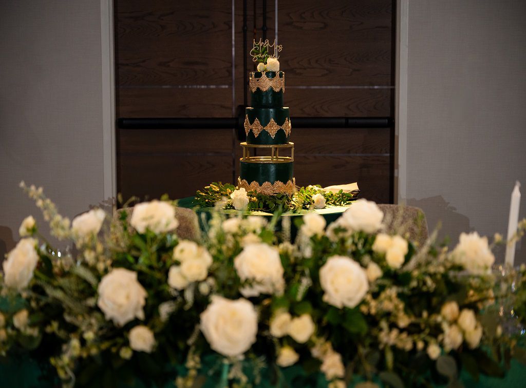 Wedding cake and florals