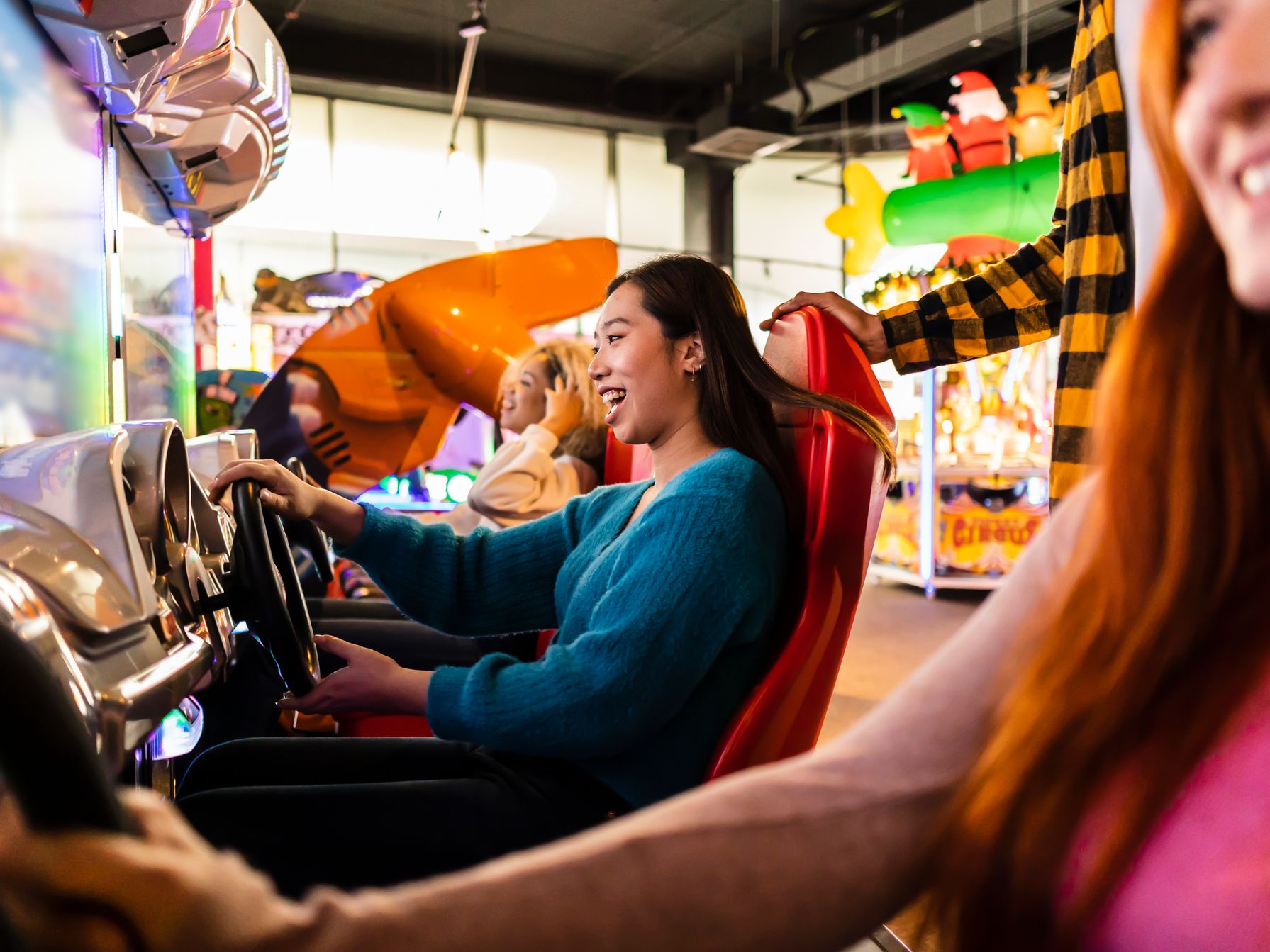 Let loose by playing arcade games.