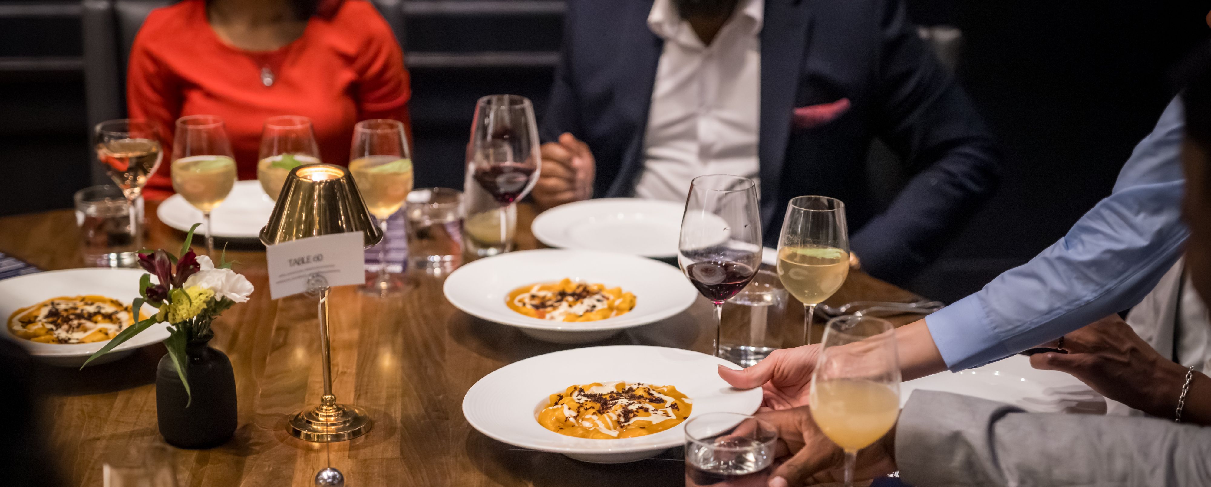 private dining group being served various italian dishes