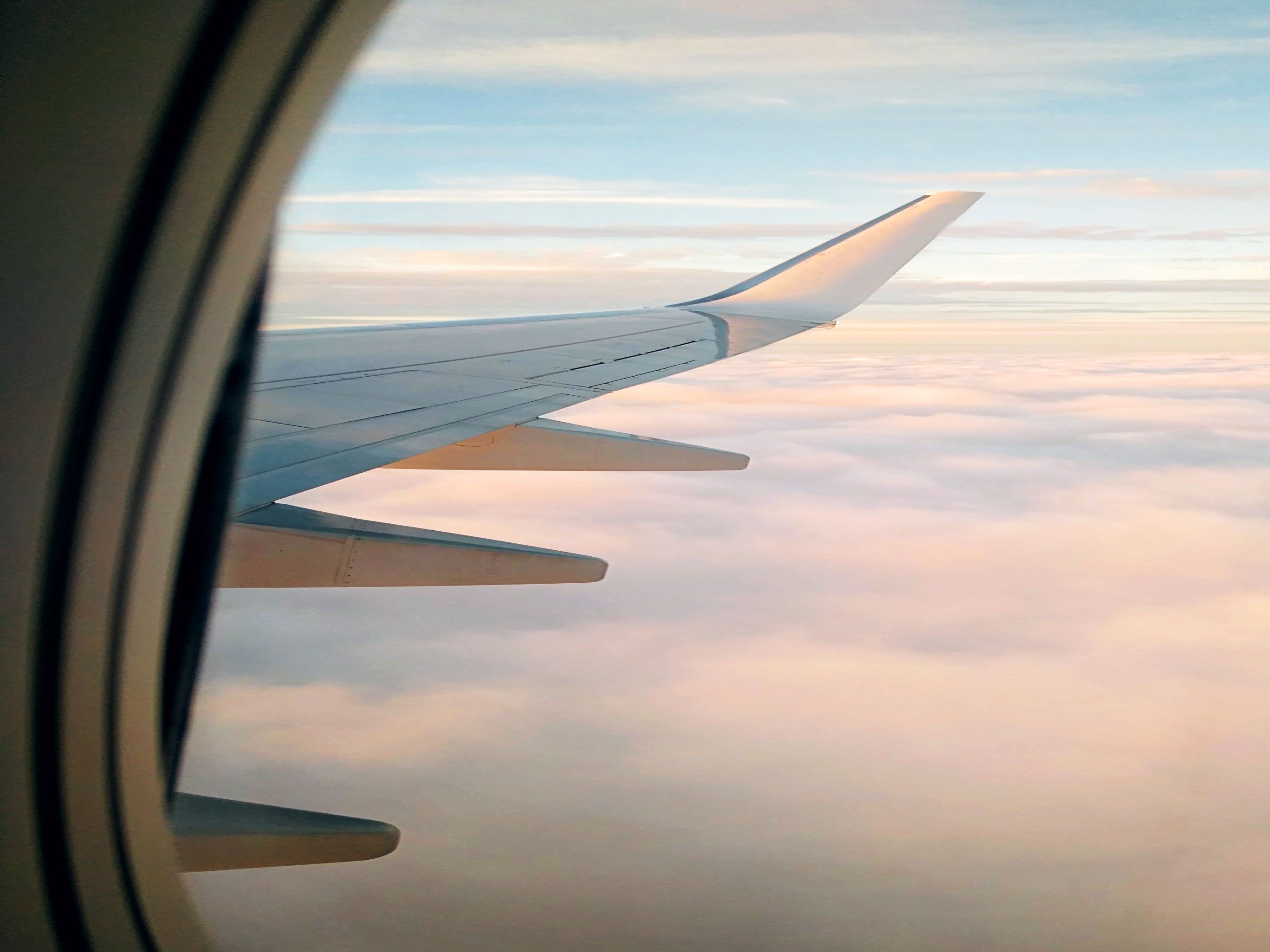 sunset view from airplane window