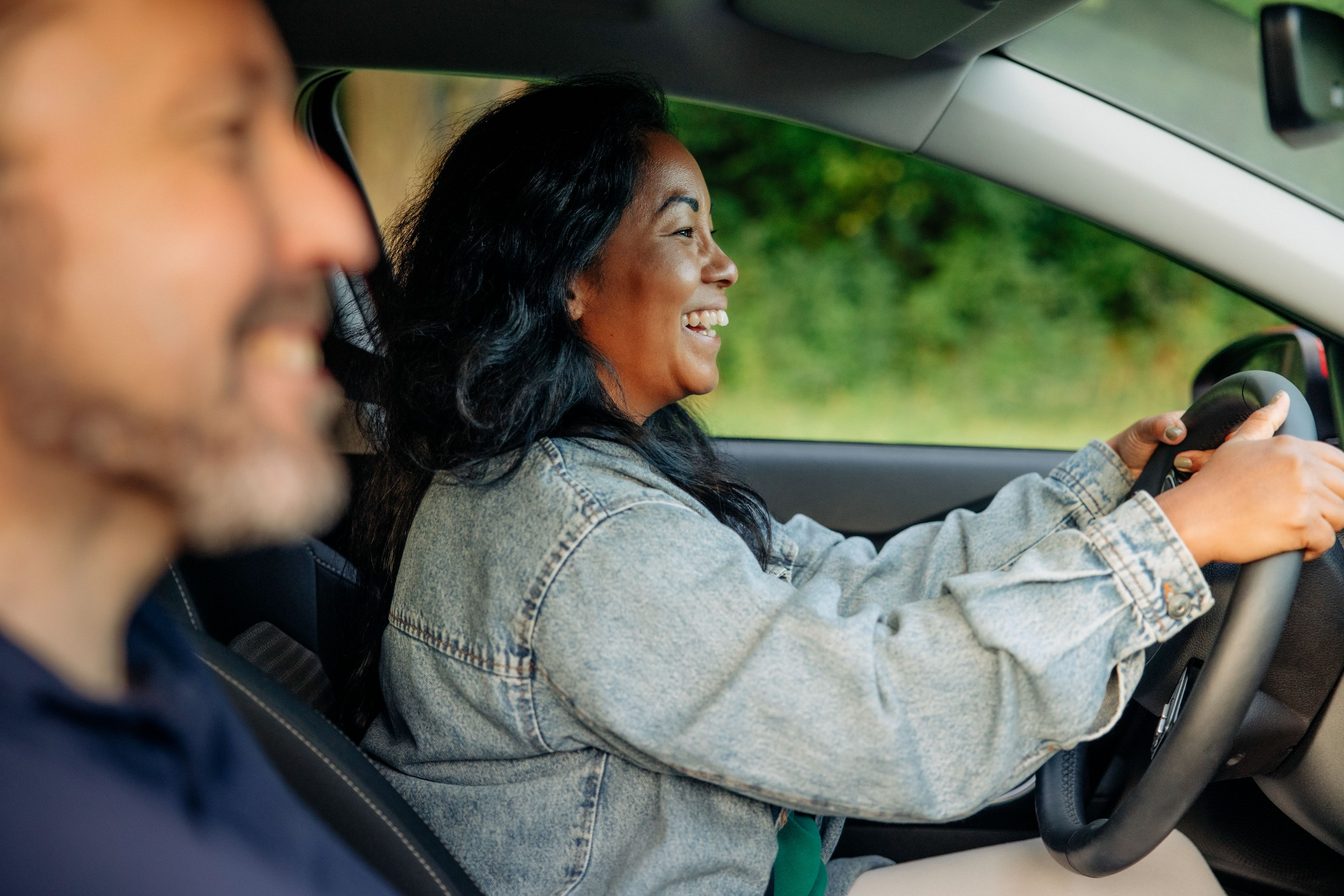 couple driving in a car