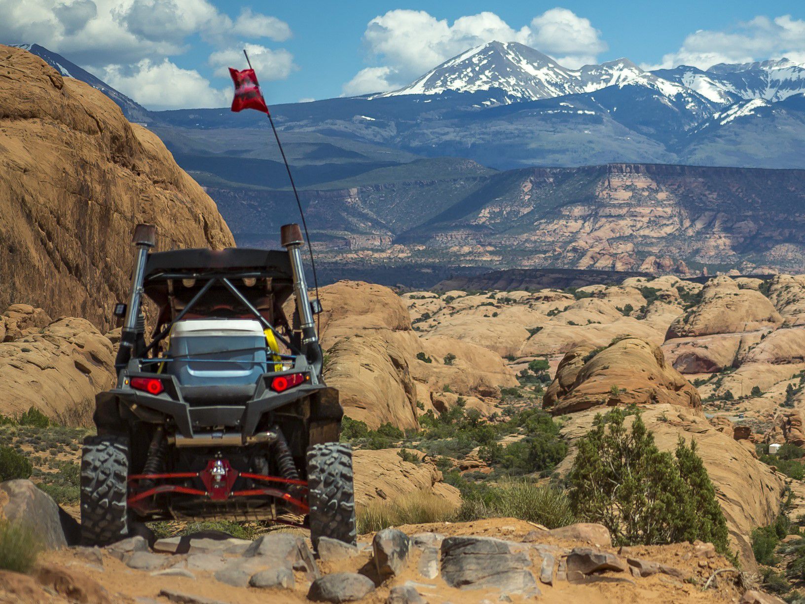 Jeep off roading looking at view