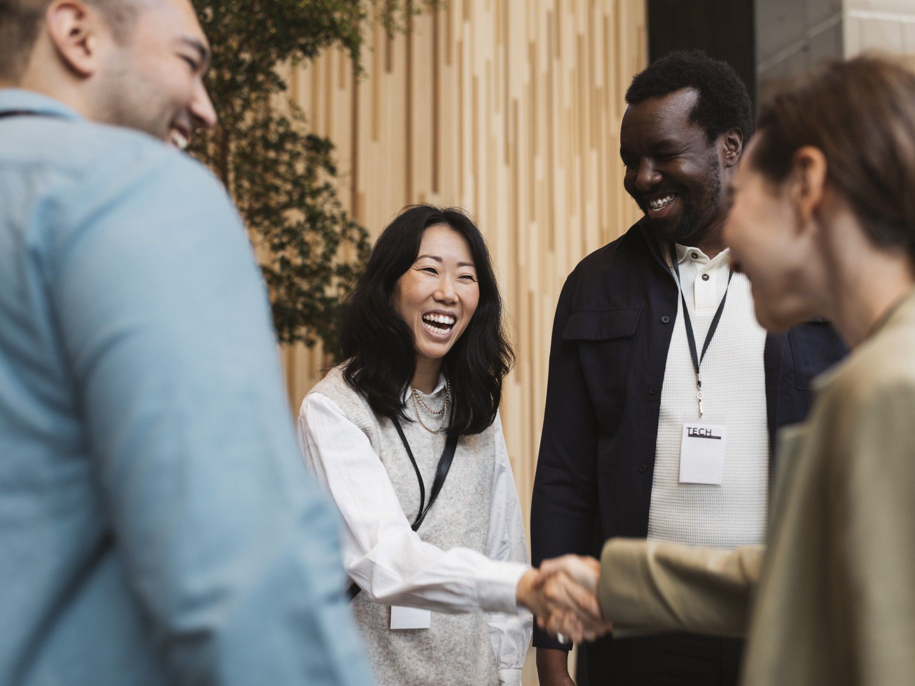 Female entrepreneur shaking hands