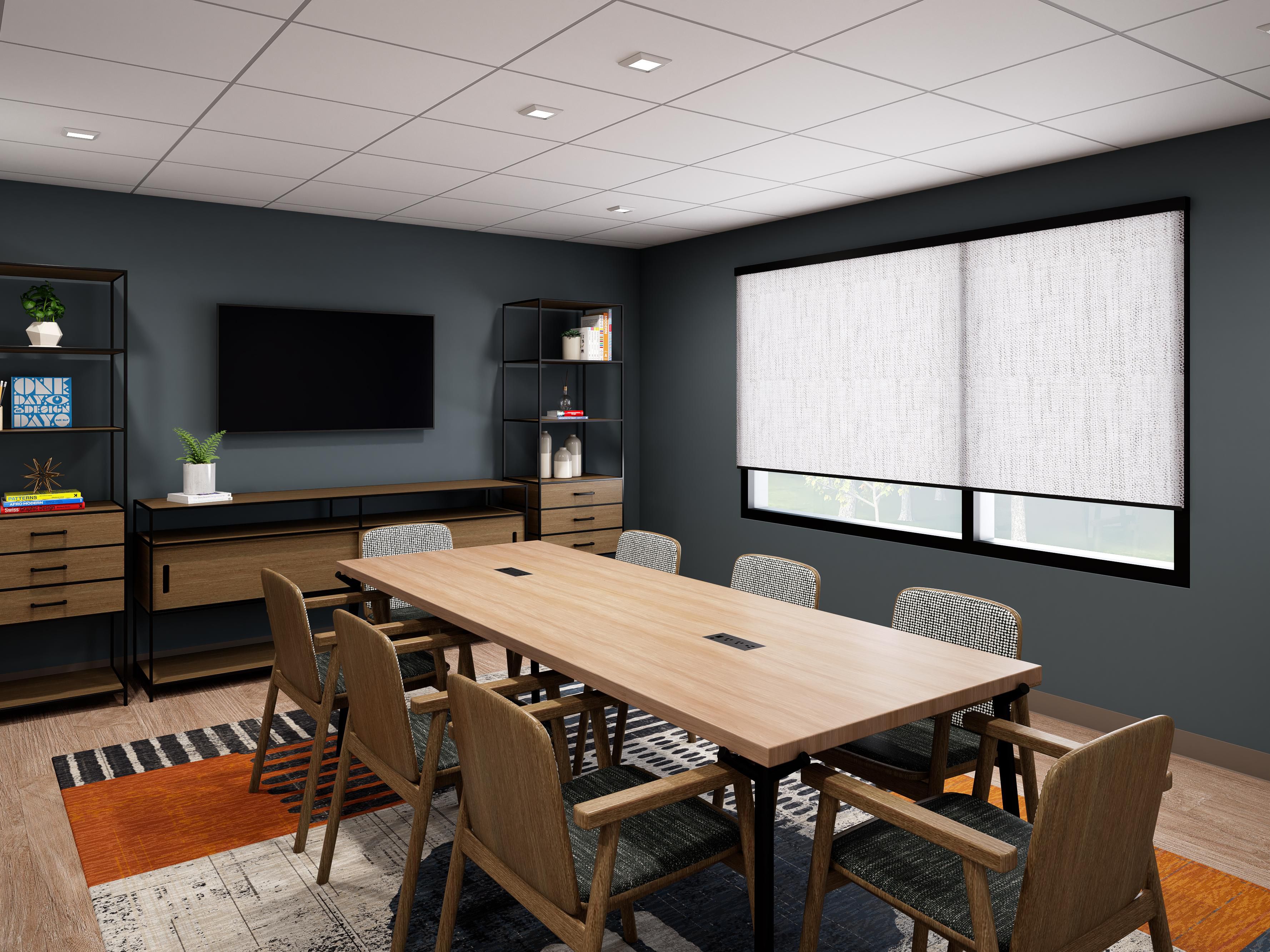 Meet up in The Study, our bookable private meeting room with comfortable seating for up to 8 people, free Wi-Fi, and access to food and drinks all day. We also offer an additional co-working area with flexible and comfortable seating to work, eat, socialize, charge your devices, and access a TV lounge to stretch out. Call now to reserve.