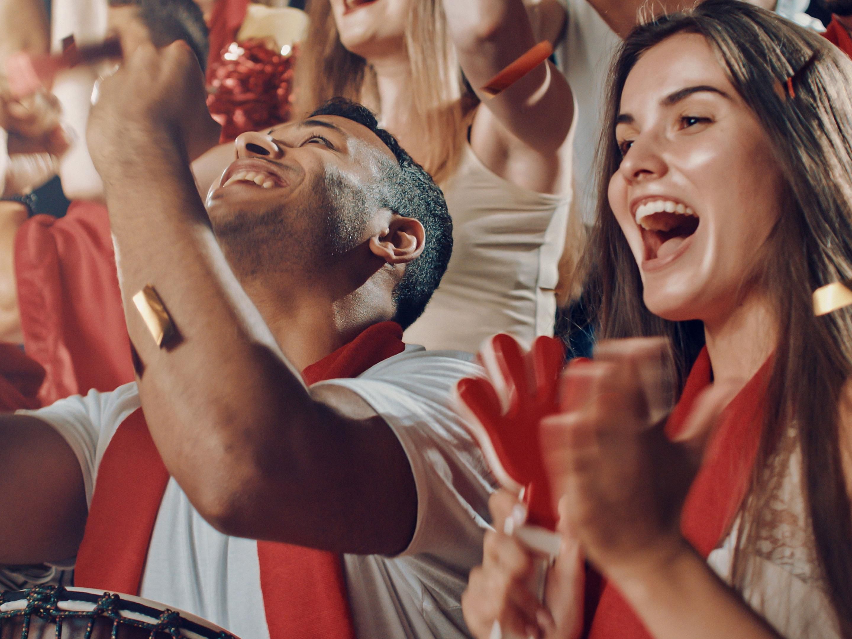 Sports fans cheering