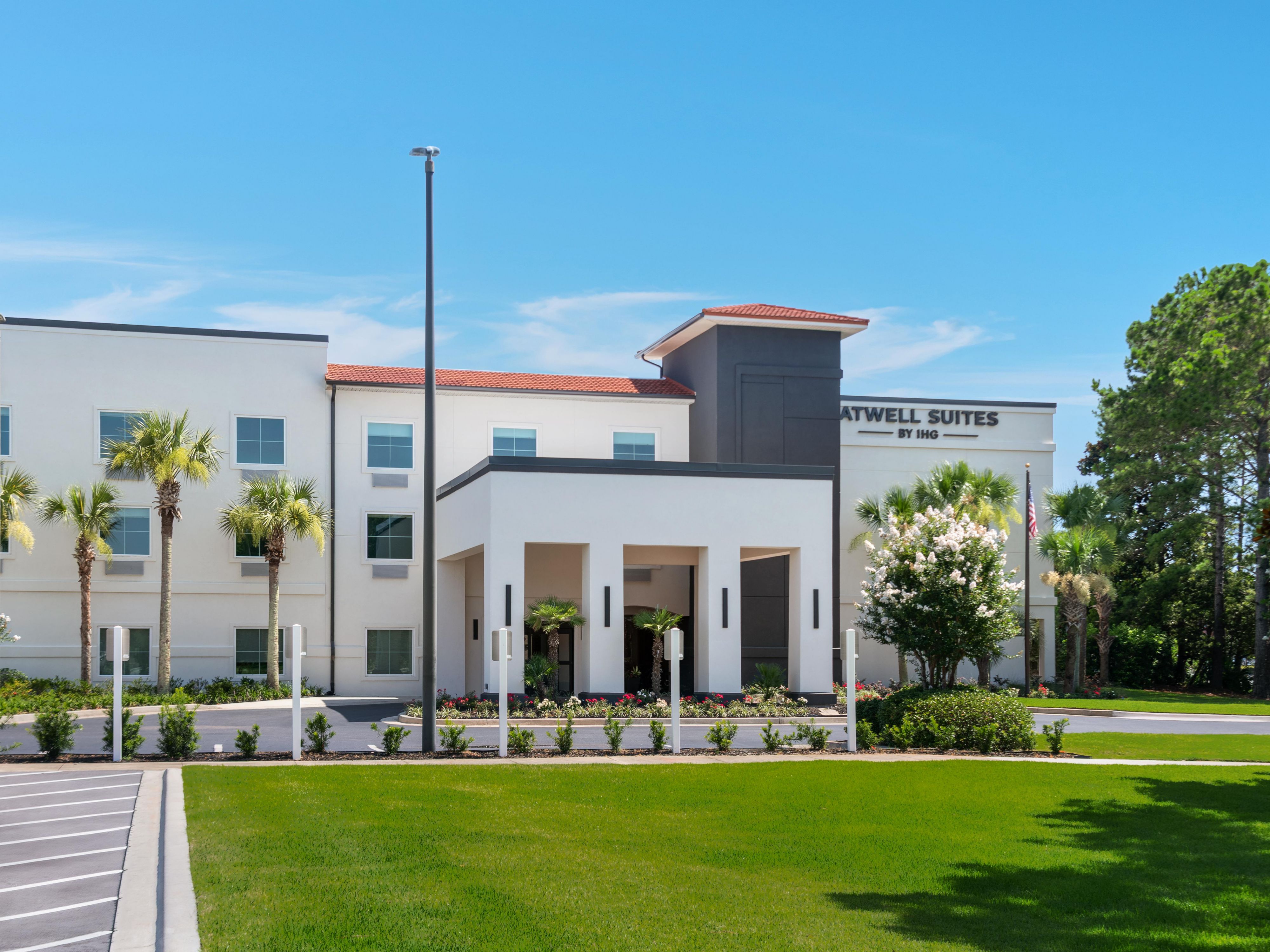 Atwell Suites Panama City Beach hotel exterior and entrance.