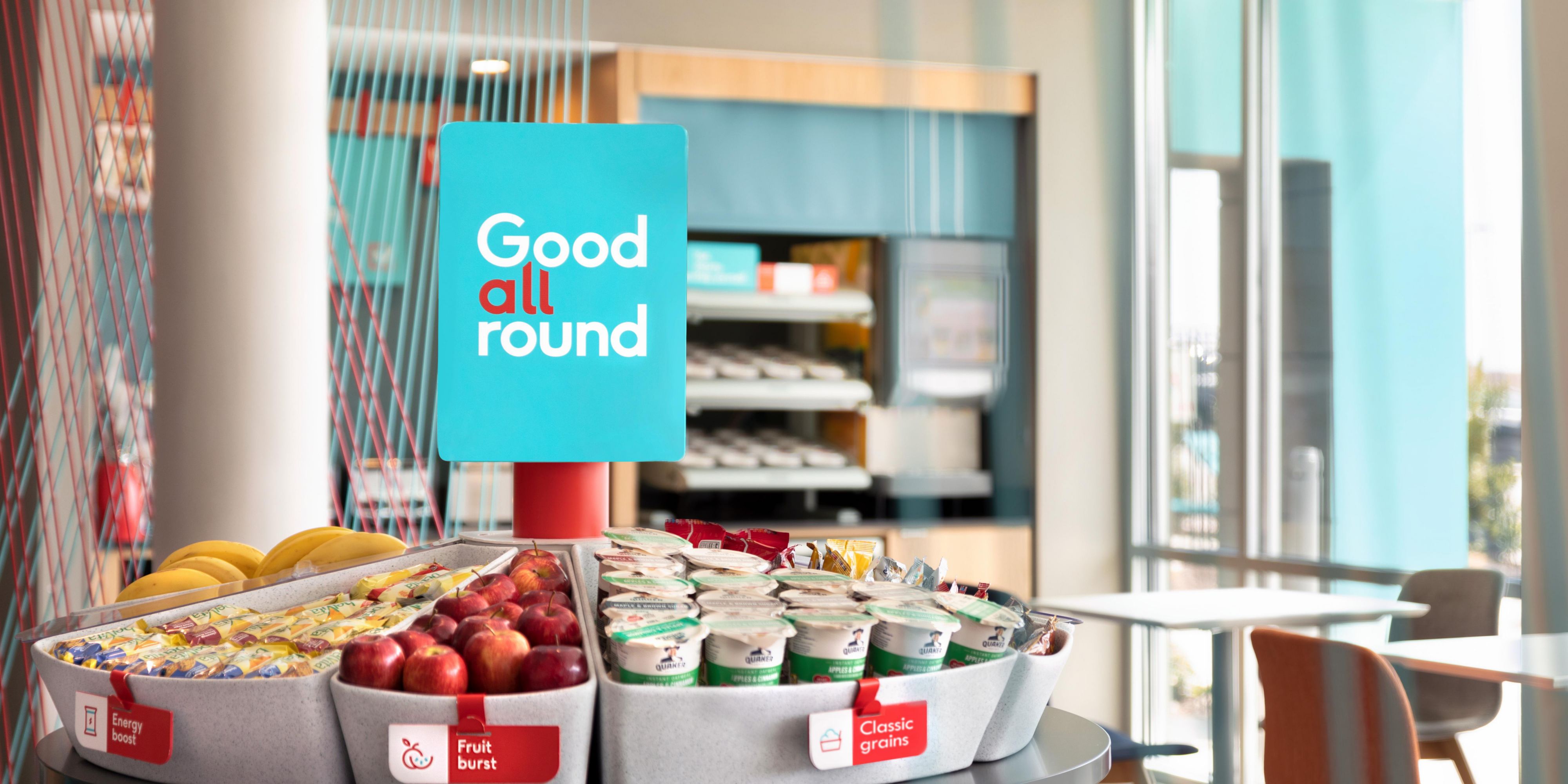 After a good night’s sleep, fill up on our free, high-quality breakfast. We offer a variety of grab-and-go options, including rotating hot items.​
