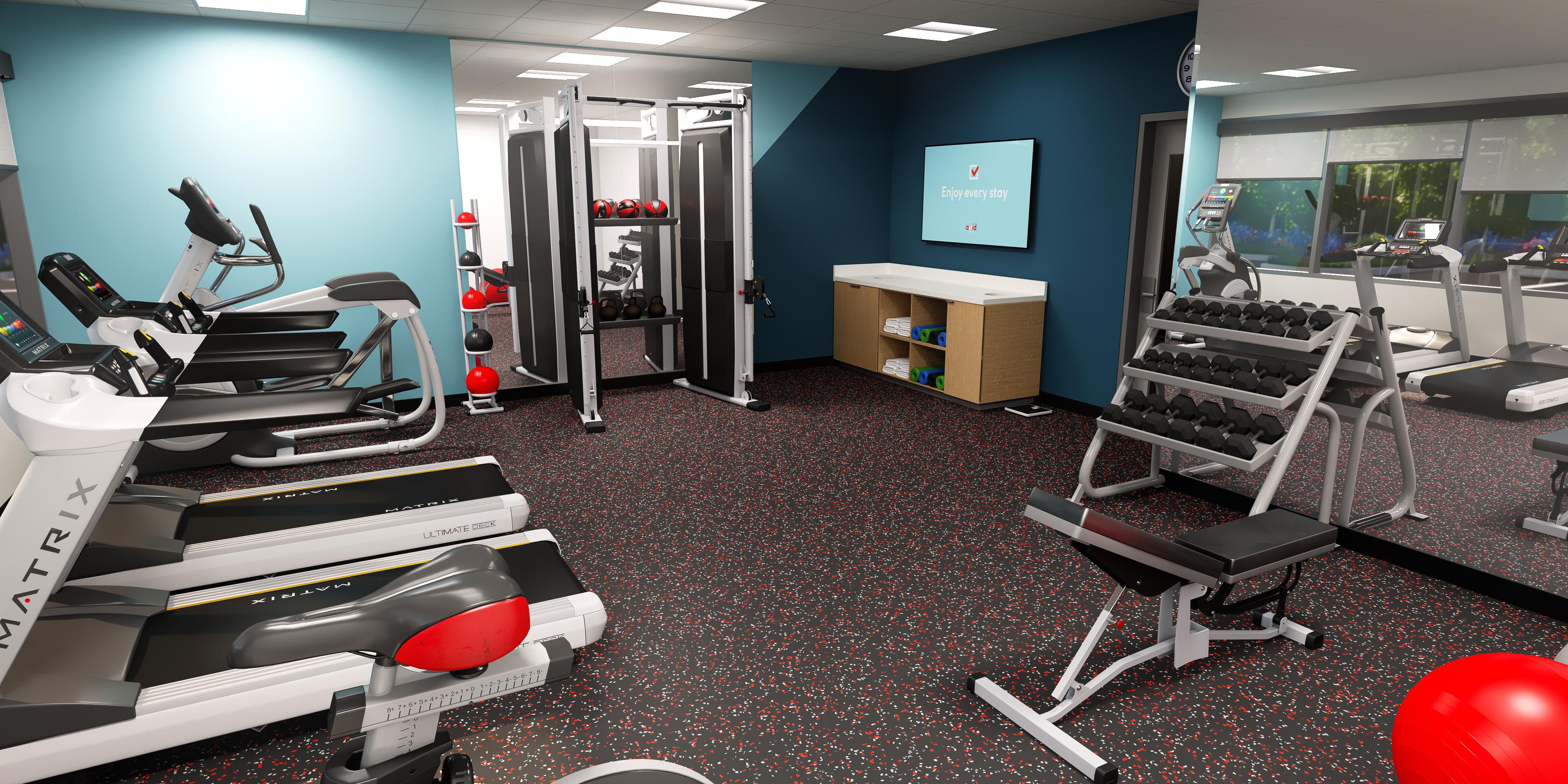 Get your sweat on in our complimentary Fitness Center- open 24 hours.