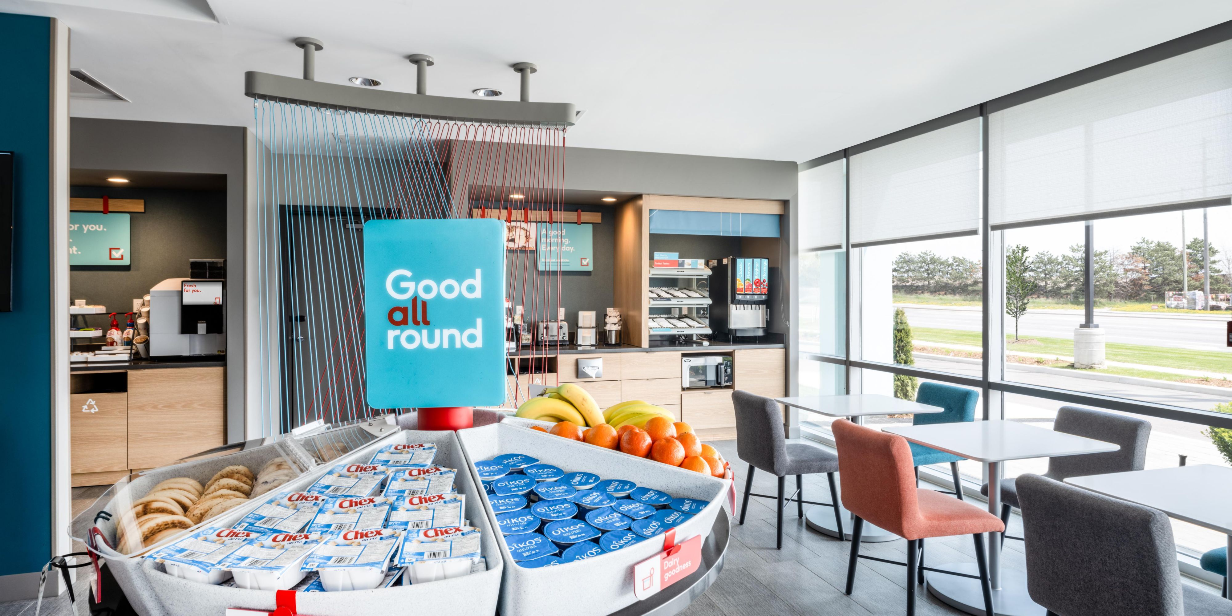 After a good night's sleep, fill up on our free, high-quality breakfast. We offer a variety of grab-and-go options, including rotating hot items.
