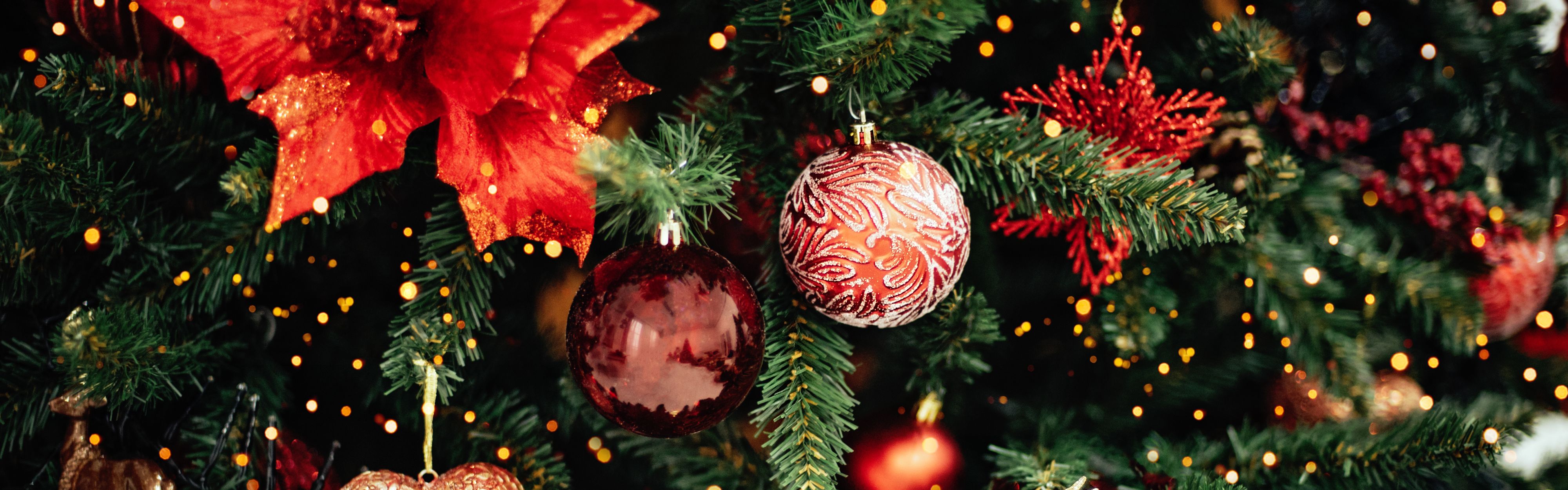 Christmas ornaments on tree