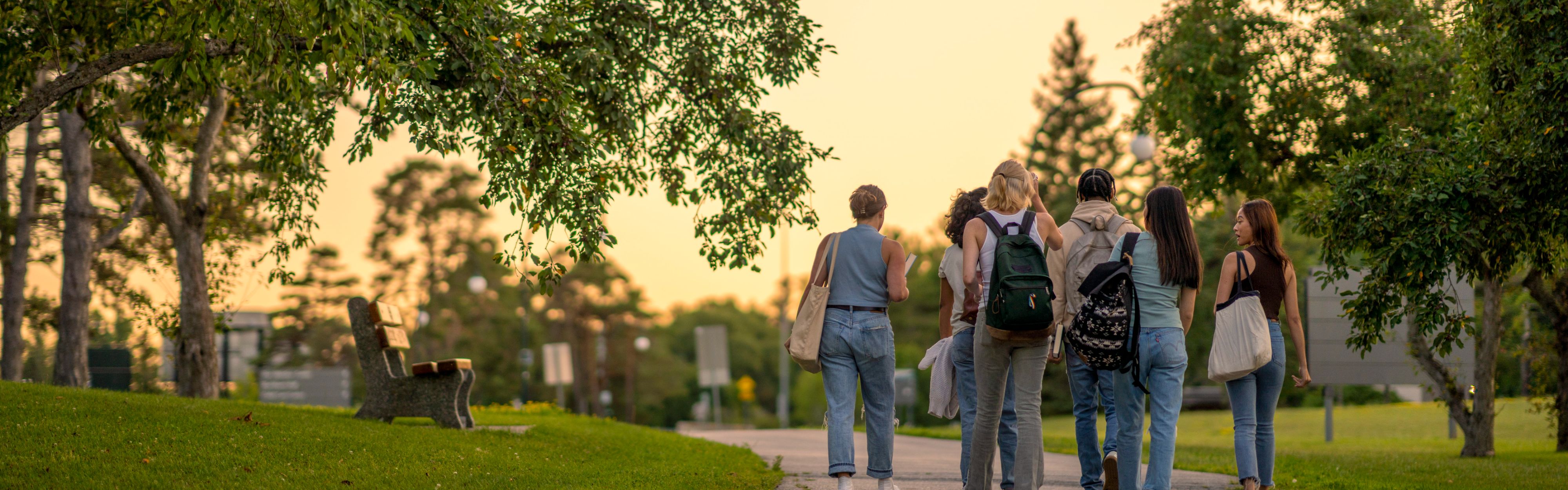 college students walking on campus