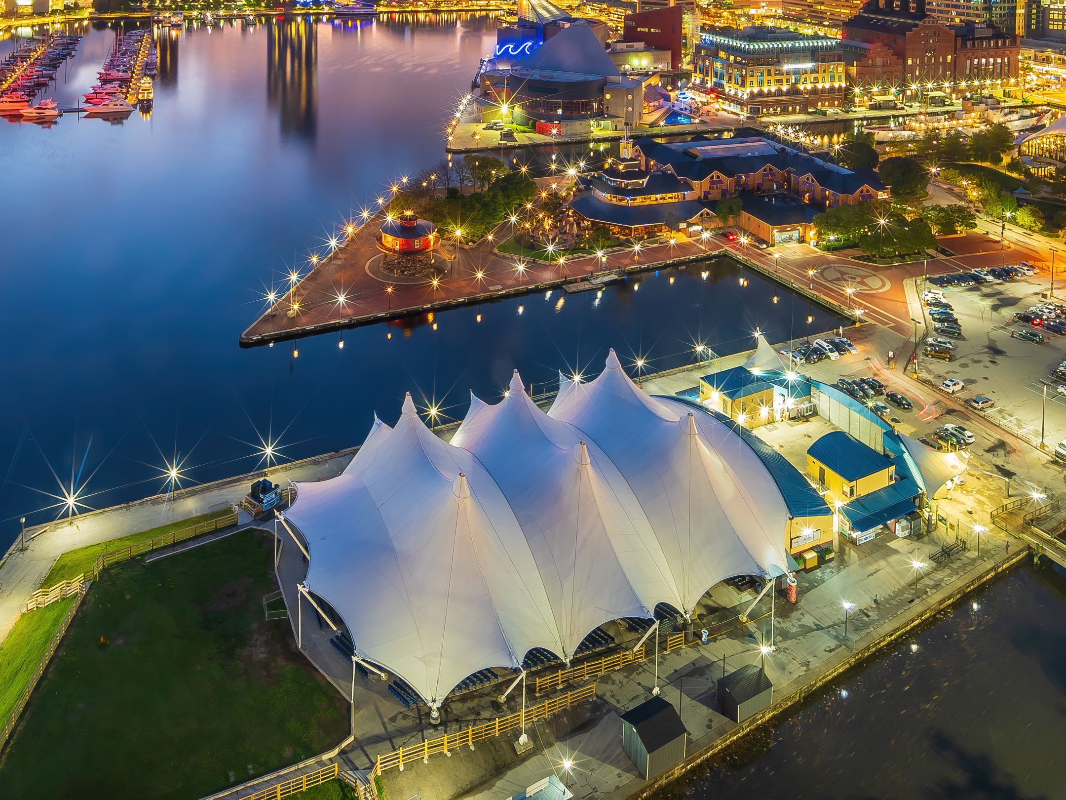 aerial view of Pier Six Pavillion 