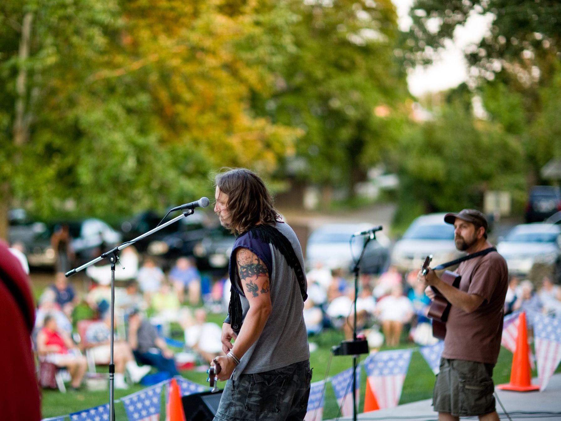 Live music being played in the park. 