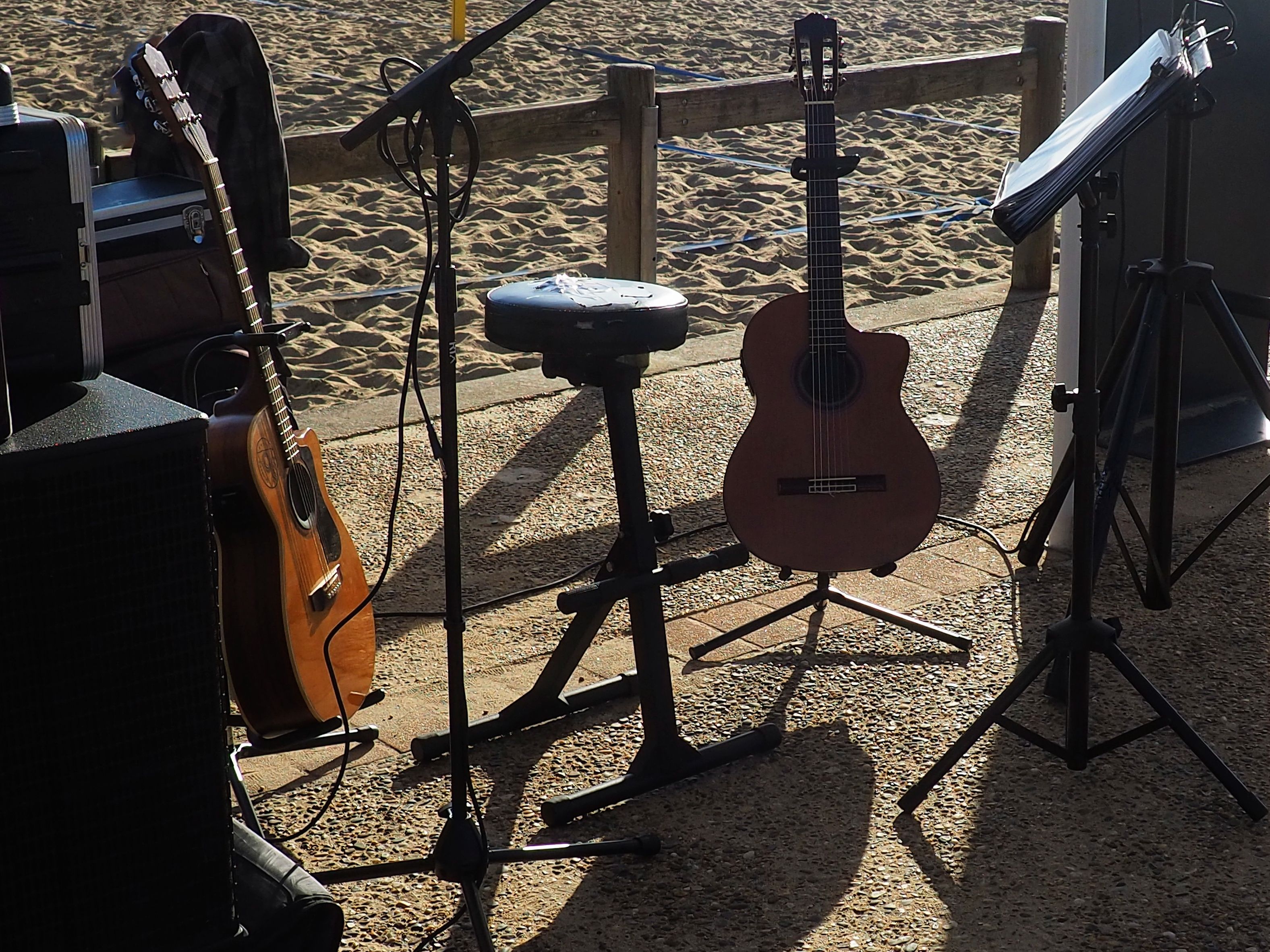 Band set up ready to play on beach
