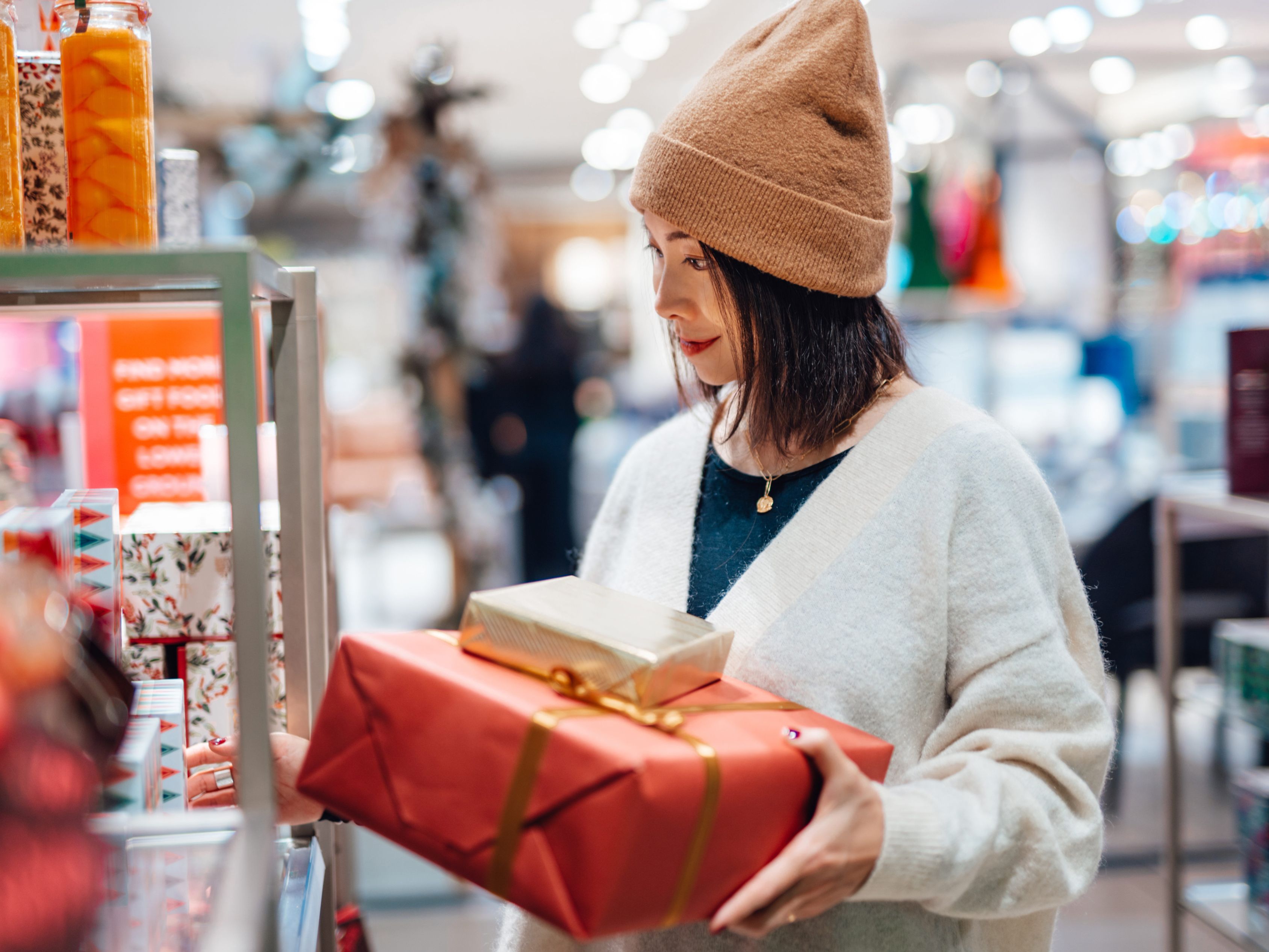 woman shopping during the holidays