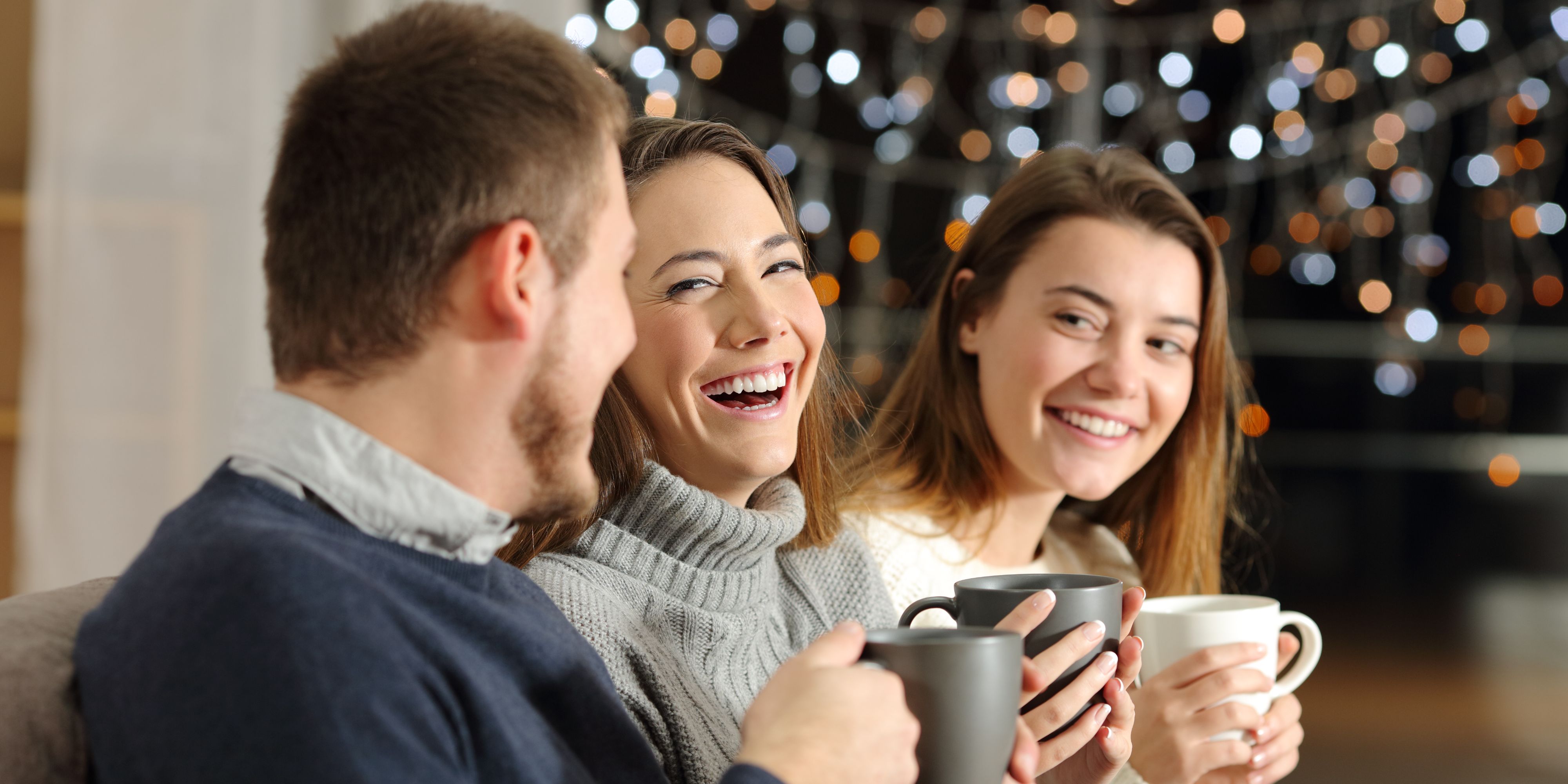 Family with hot chocolate