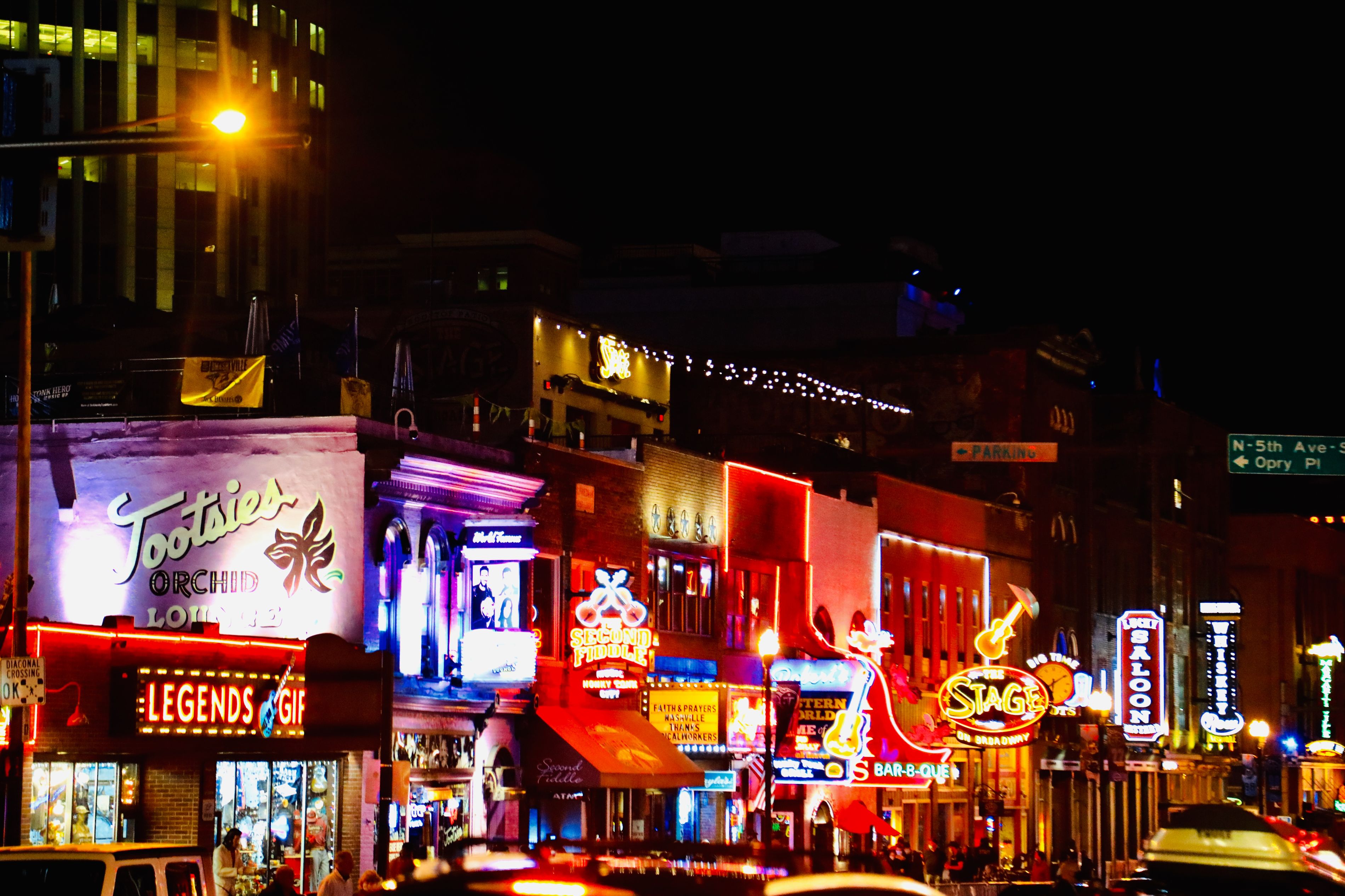 Honky Tonk Highway with neon signs