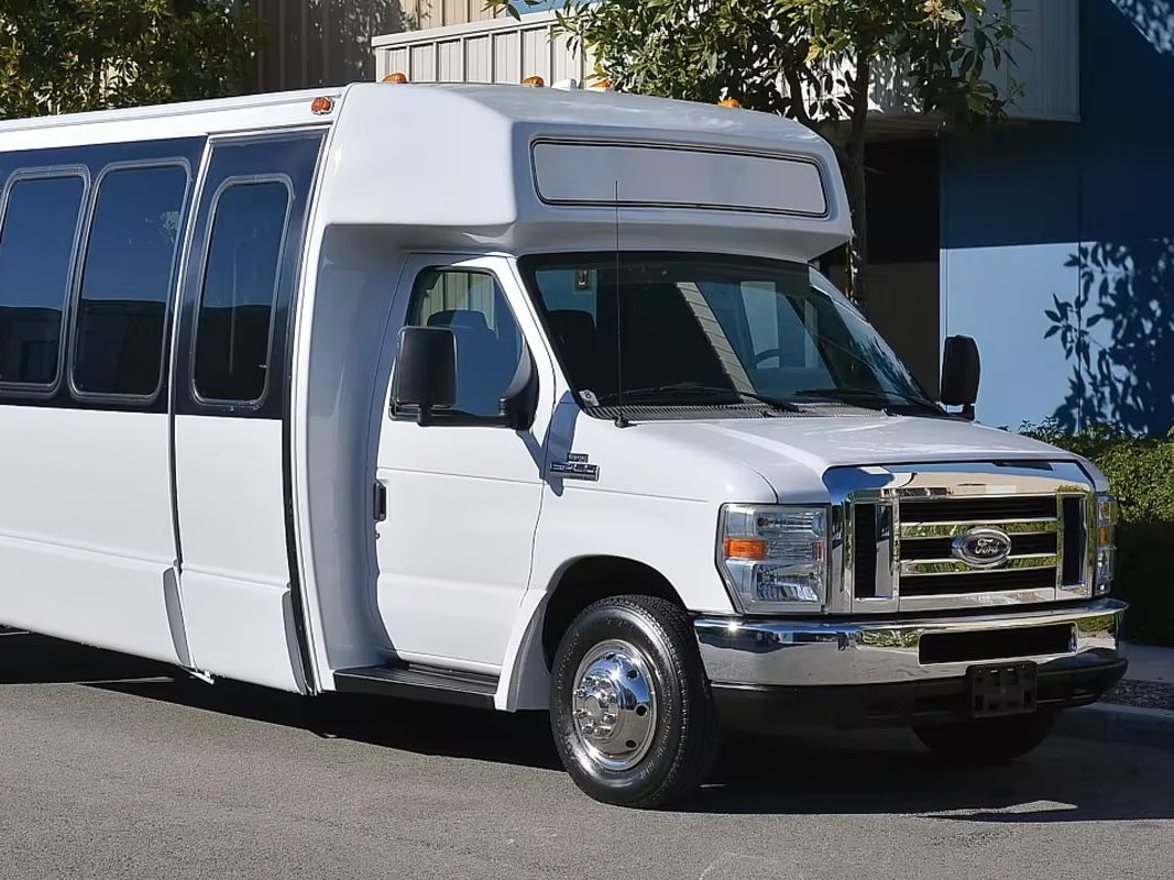 White shuttle bus