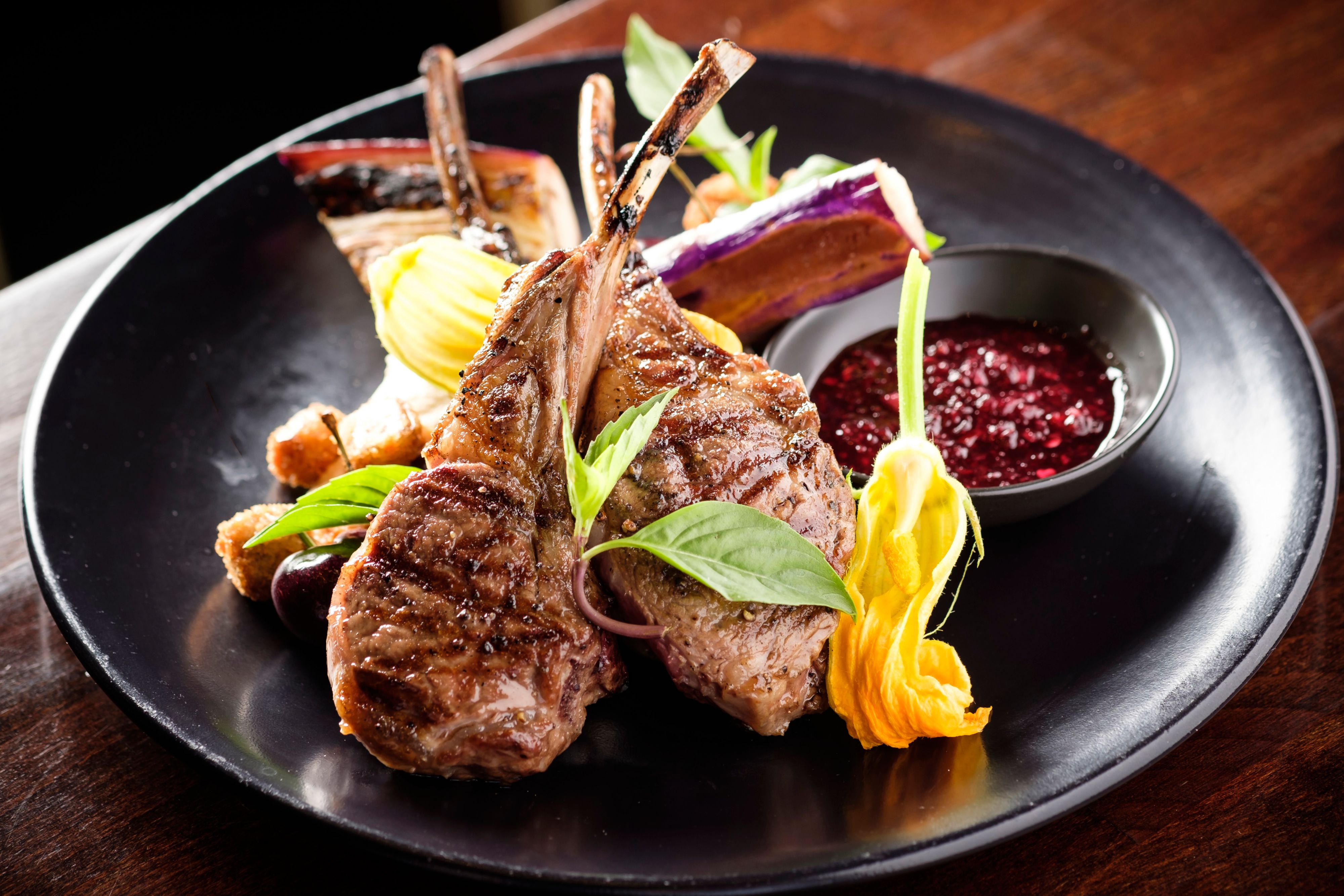 Plate of lamb chops at InterContinental Houston