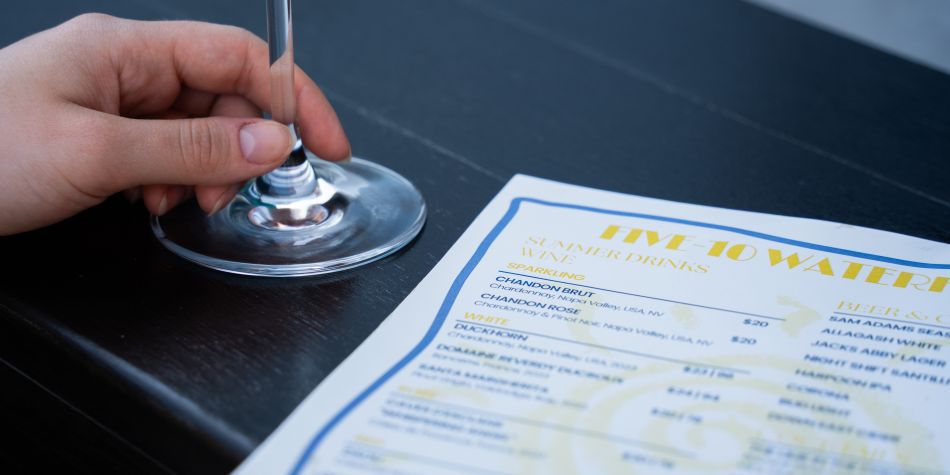 510 Waterfront Menu on bar.